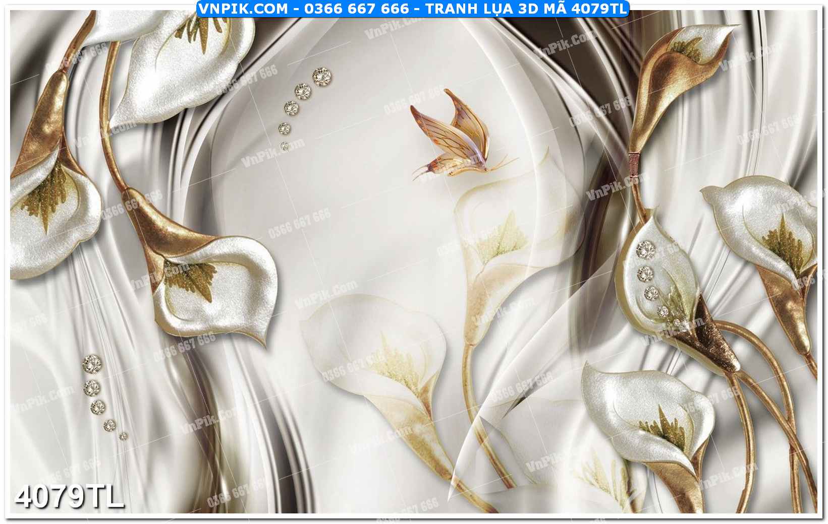 Tranh lụa 3D – Tranh trang trí dán tường 4079TL