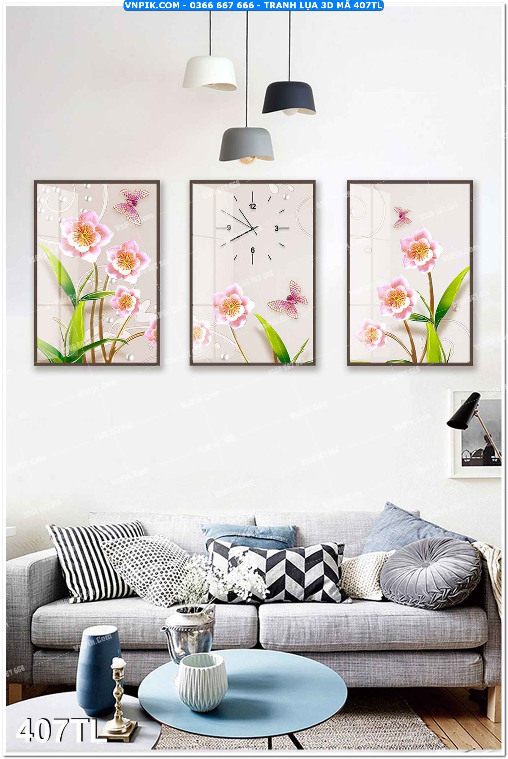 Tranh lụa 3D – Tranh trang trí dán tường 407TL