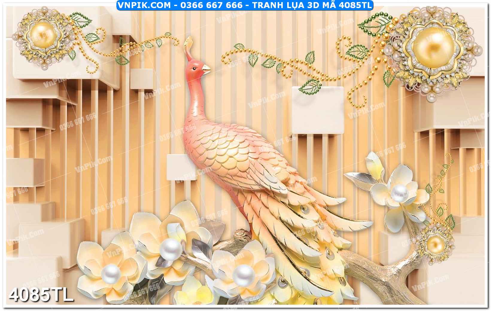 Tranh lụa 3D – Tranh trang trí dán tường 4085TL