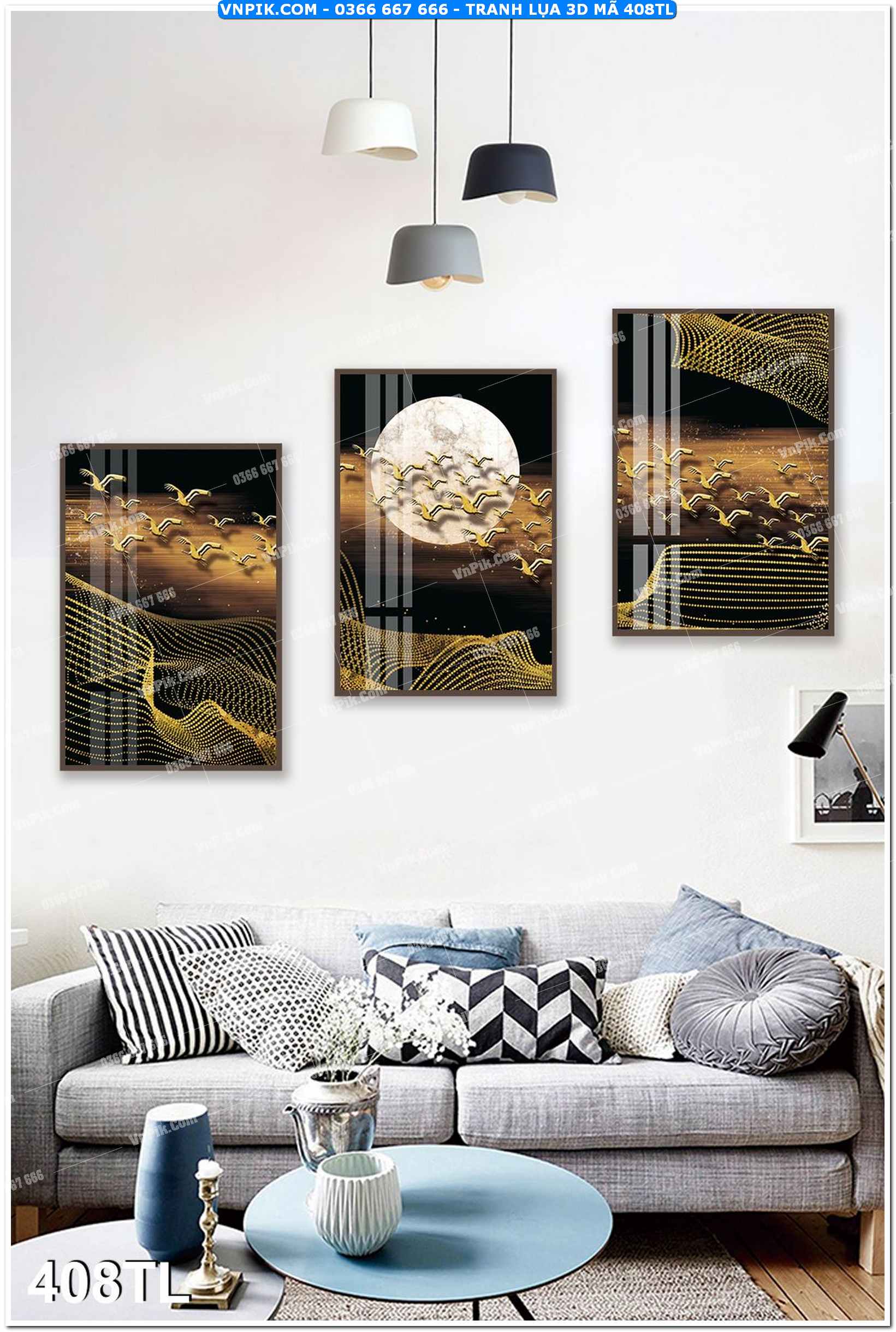 Tranh lụa 3D – Tranh trang trí dán tường 408TL