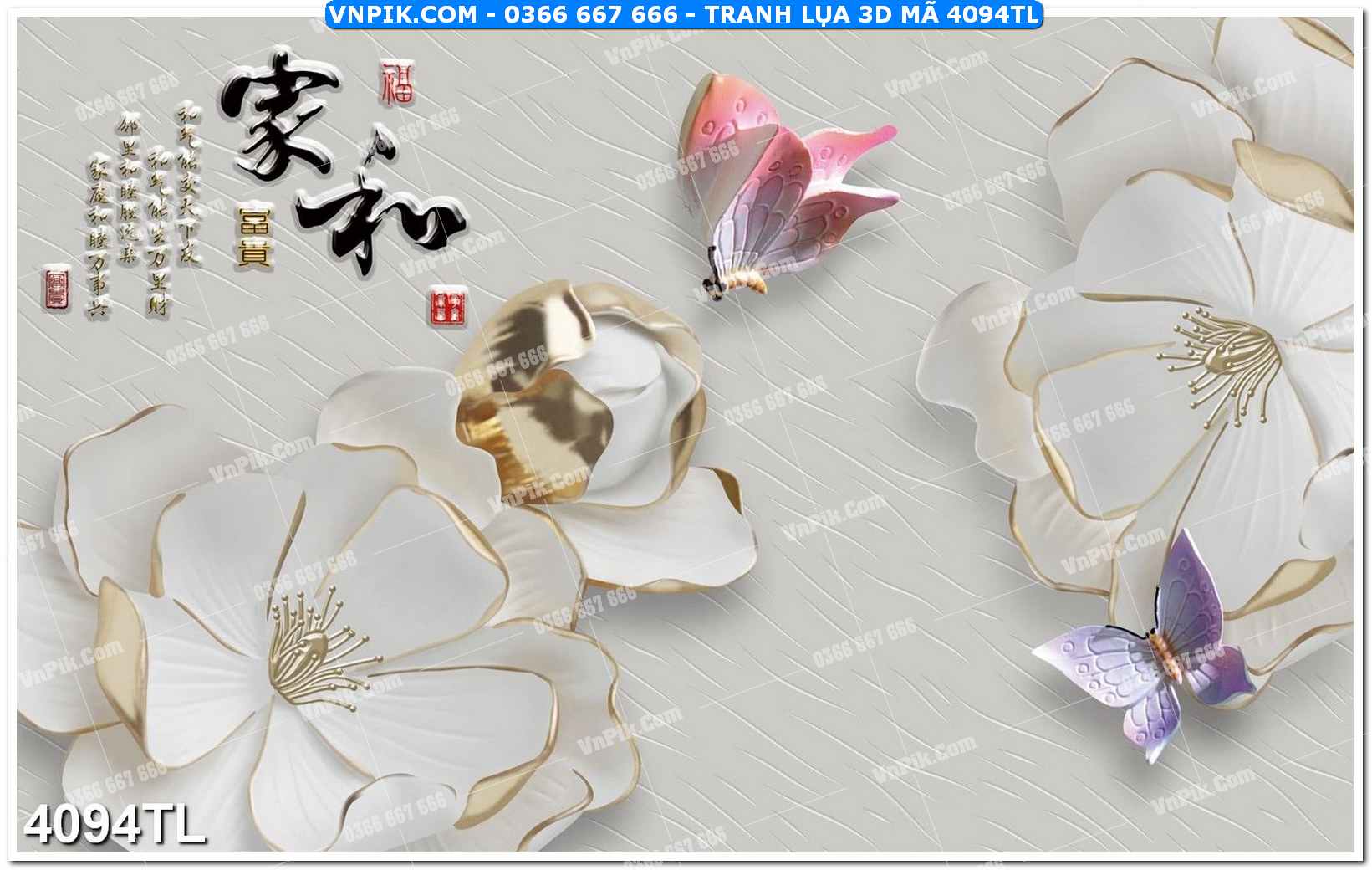 Tranh lụa 3D – Tranh trang trí dán tường 4094TL