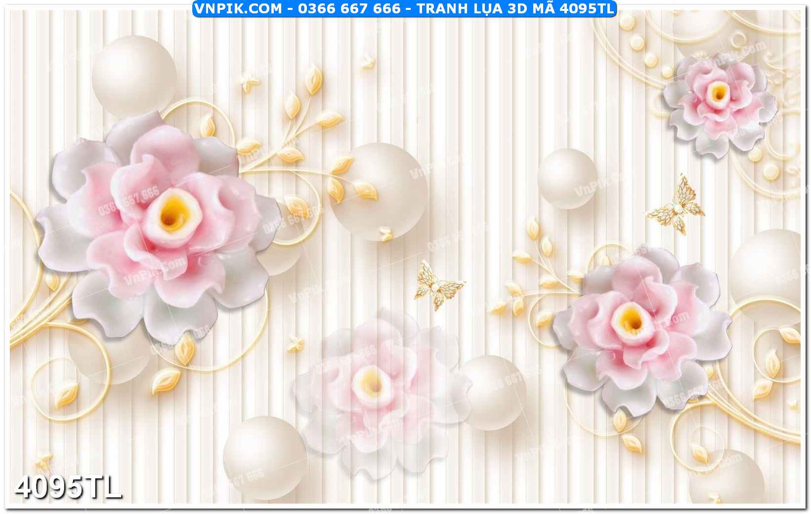 Tranh lụa 3D – Tranh trang trí dán tường 4095TL