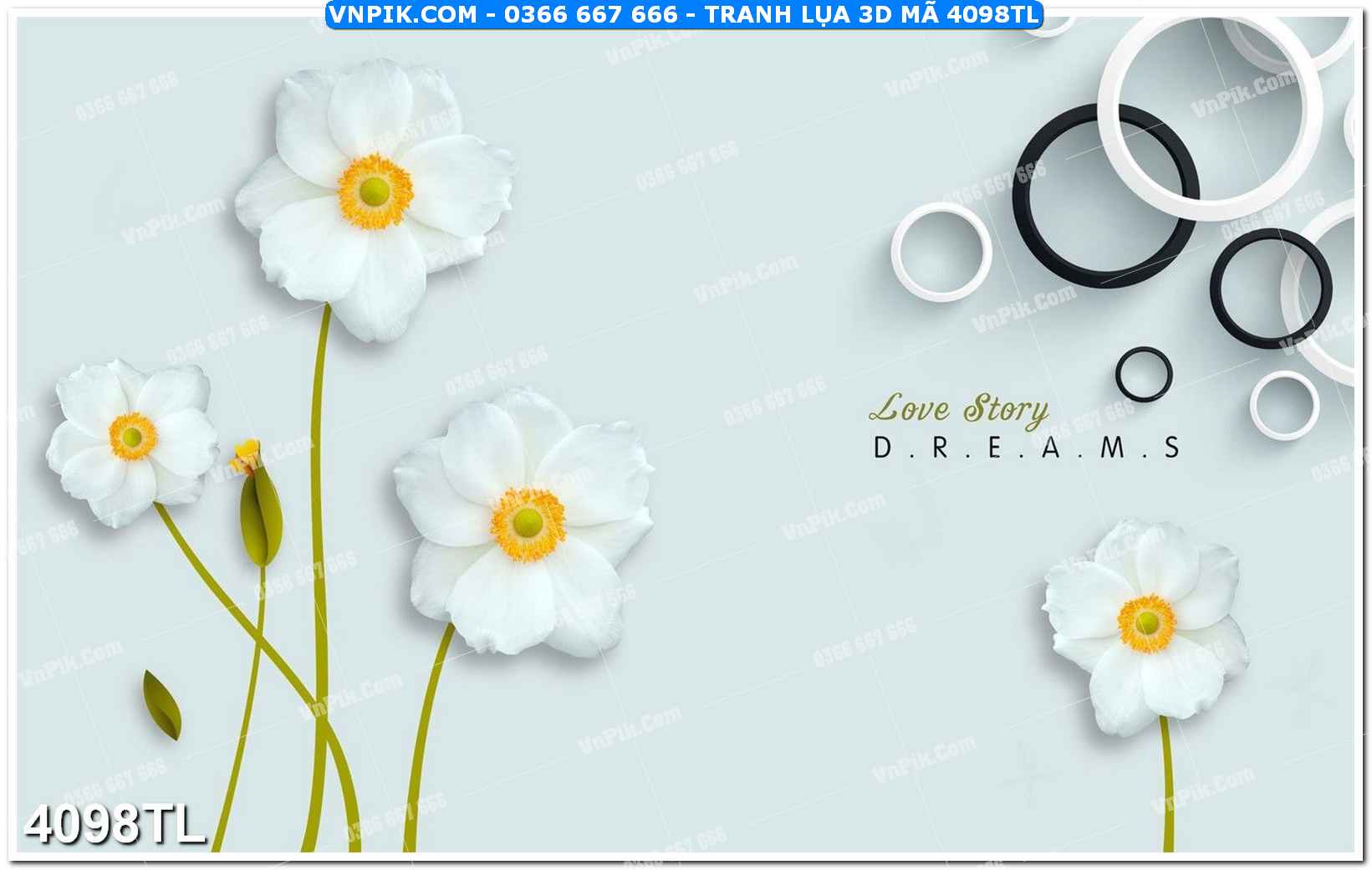 Tranh lụa 3D – Tranh trang trí dán tường 4098TL