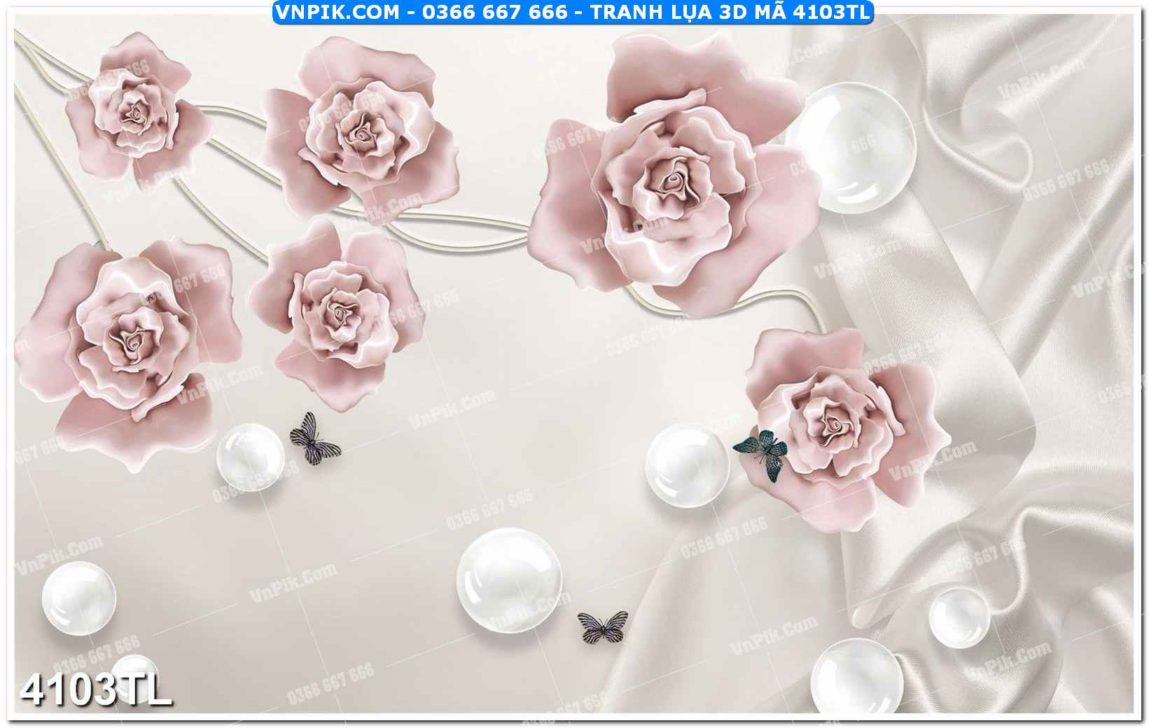 Tranh lụa 3D – Tranh trang trí dán tường 4103TL