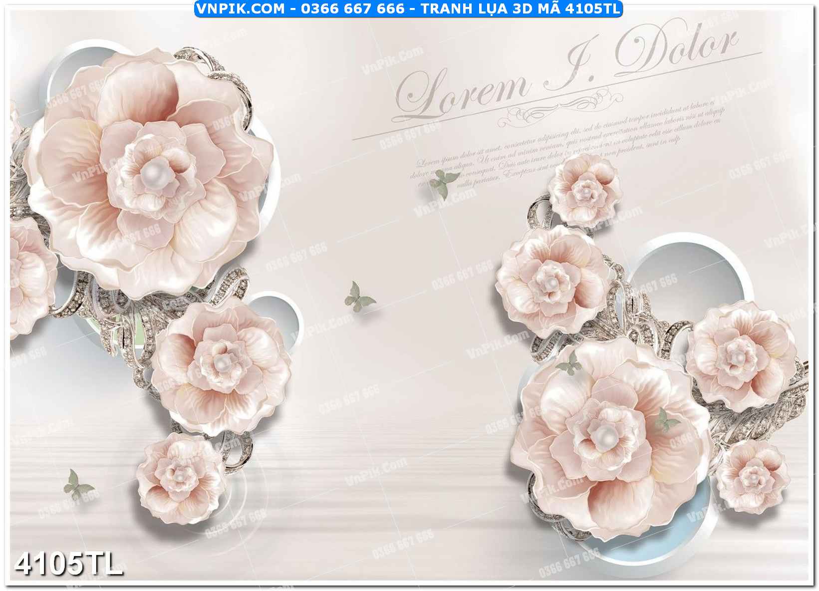 Tranh lụa 3D – Tranh trang trí dán tường 4105TL