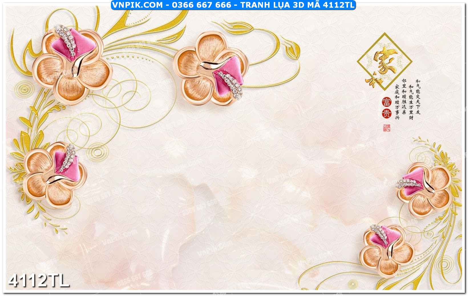 Tranh lụa 3D – Tranh trang trí dán tường 4112TL