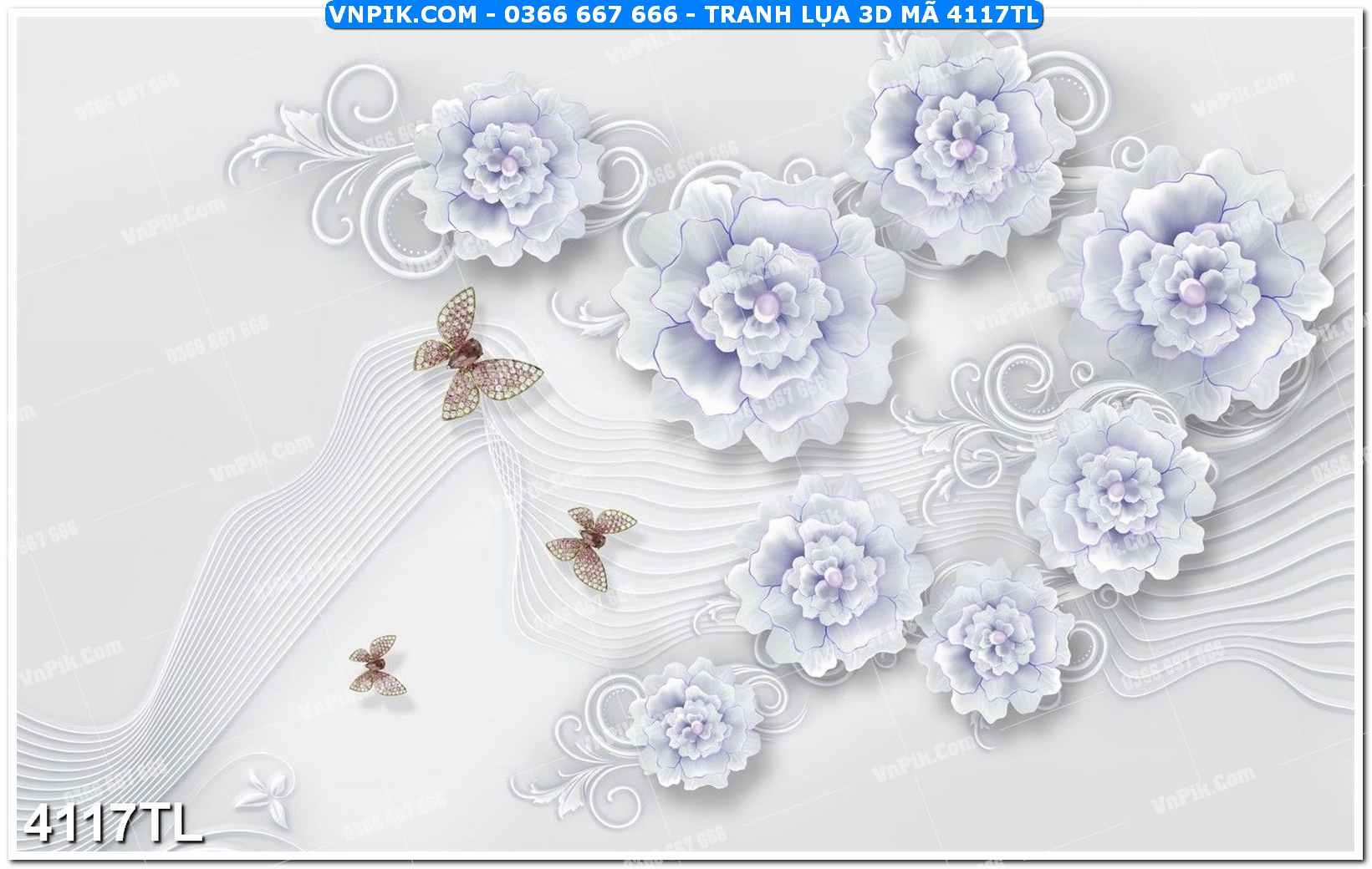 Tranh lụa 3D – Tranh trang trí dán tường 4117TL