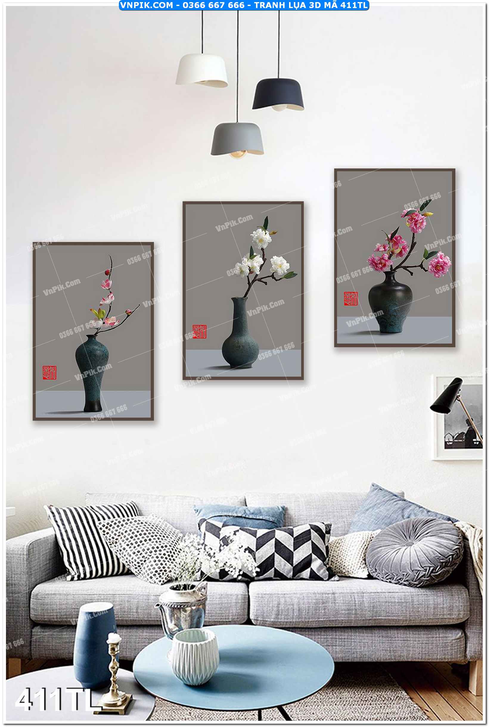 Tranh lụa 3D – Tranh trang trí dán tường 411TL