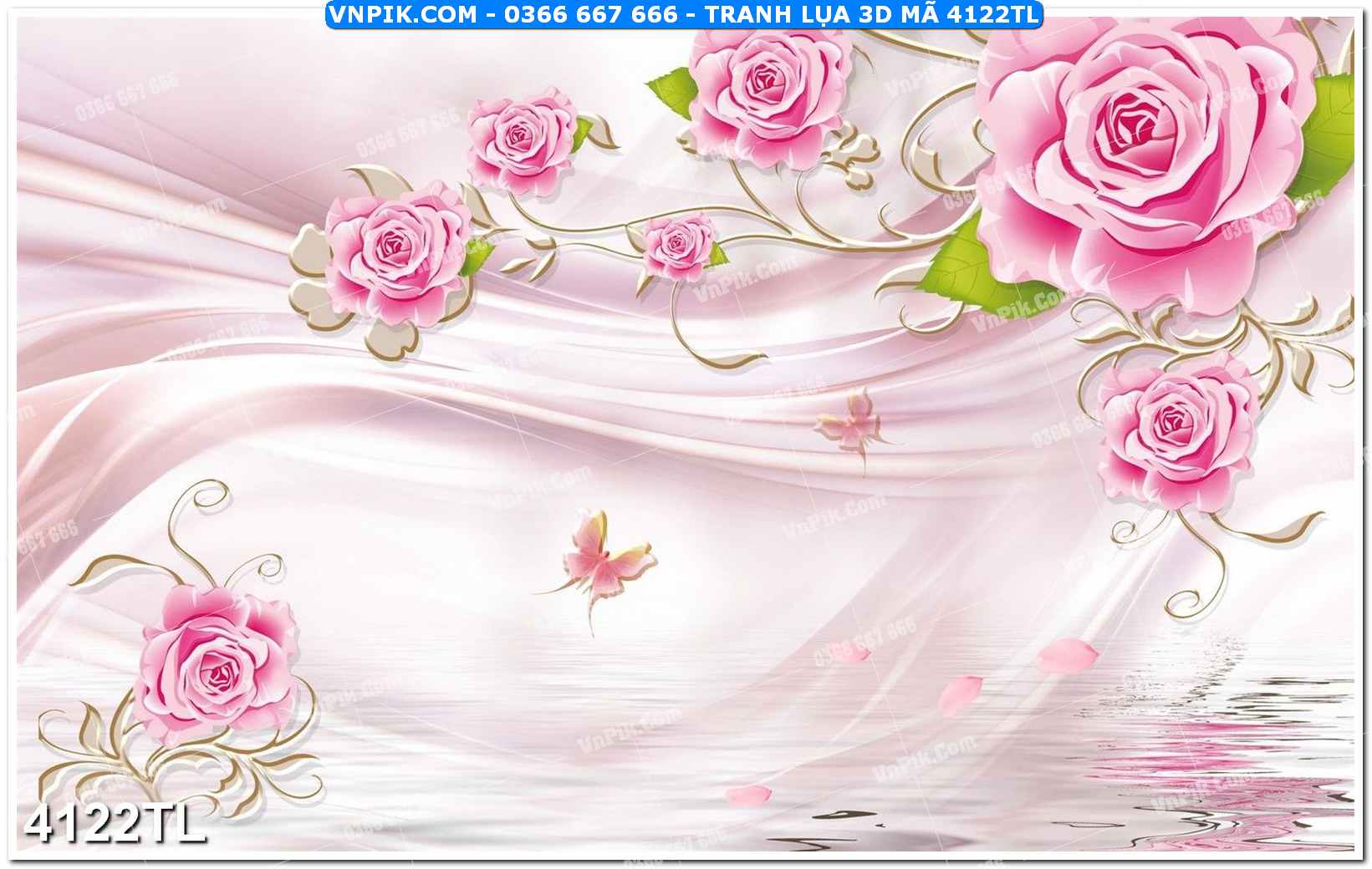 Tranh lụa 3D – Tranh trang trí dán tường 4122TL