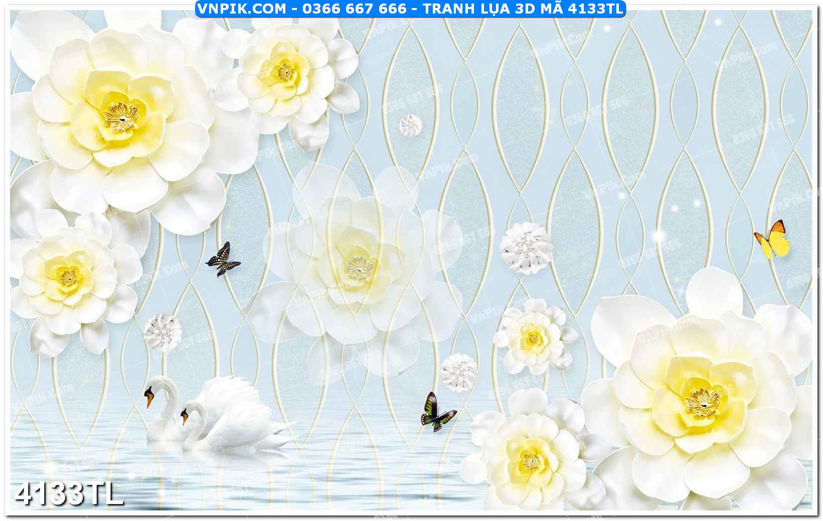 Tranh lụa 3D – Tranh trang trí dán tường 4133TL