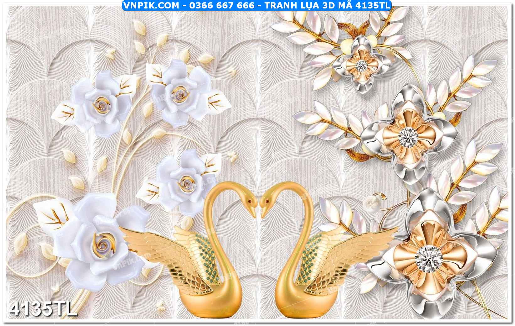 Tranh lụa 3D – Tranh trang trí dán tường 4135TL