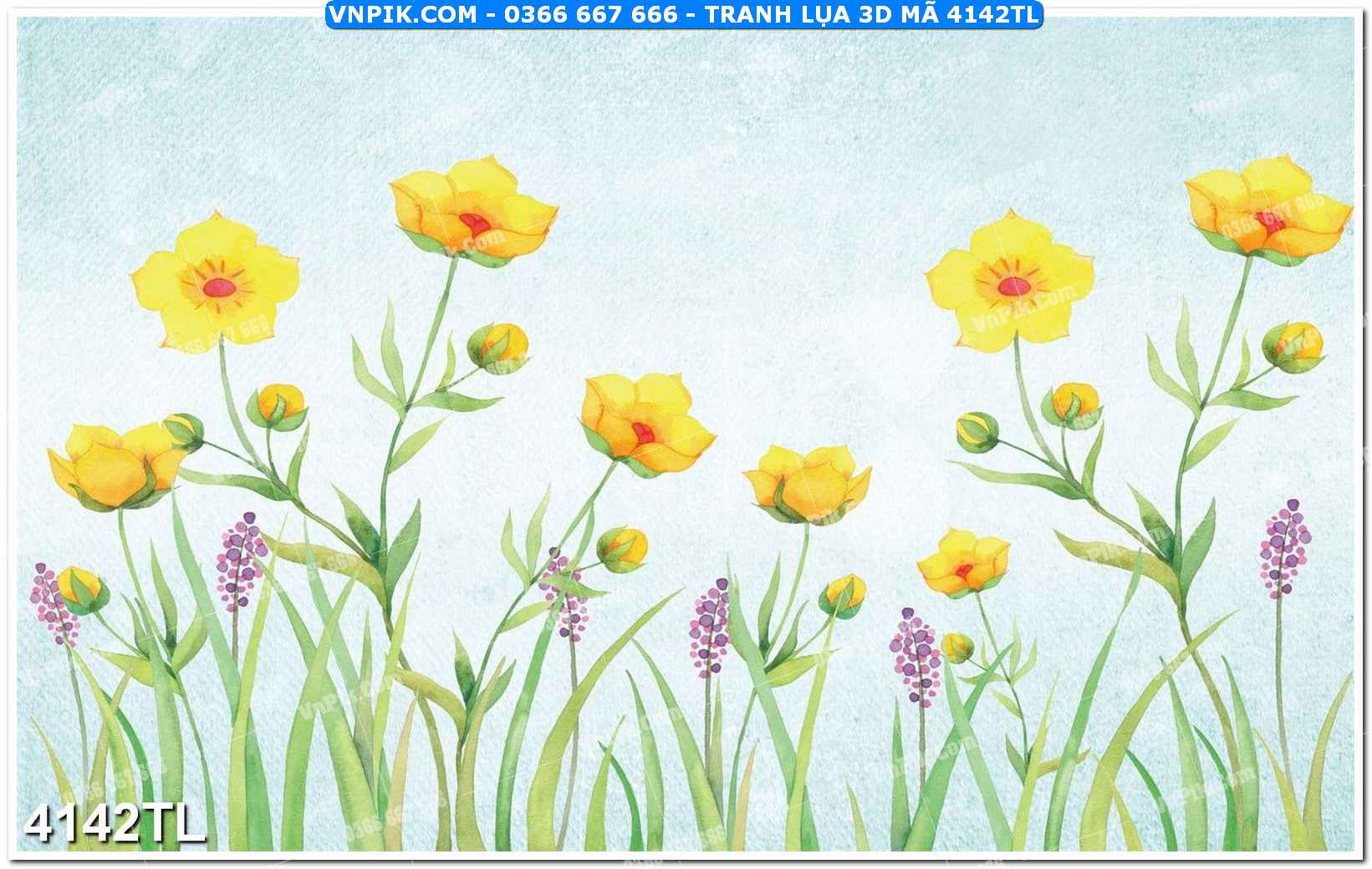 Tranh lụa 3D – Tranh trang trí dán tường 4142TL