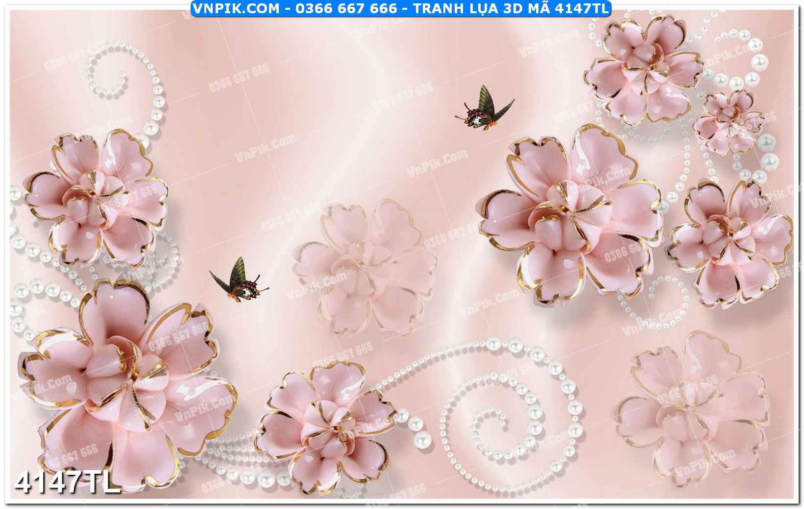 Tranh lụa 3D – Tranh trang trí dán tường 4147TL