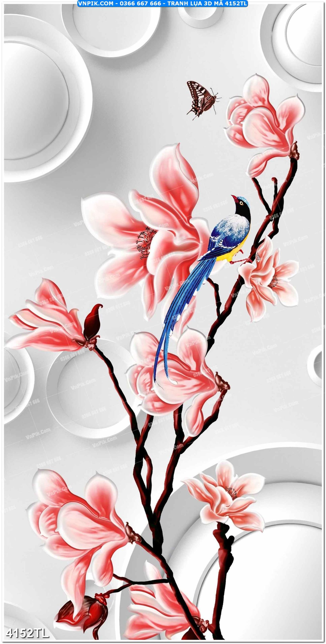 Tranh lụa 3D – Tranh trang trí dán tường 4152TL