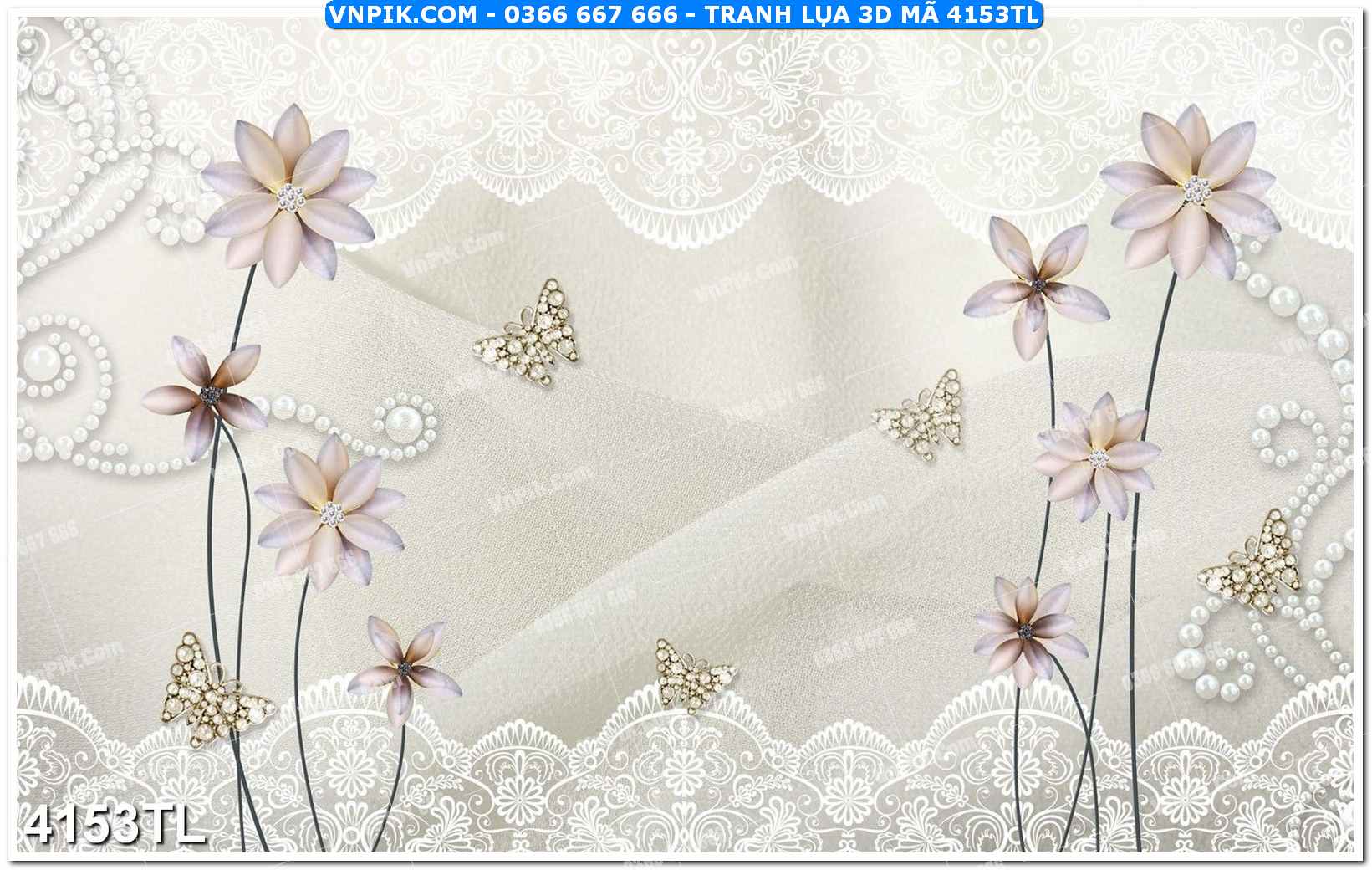 Tranh lụa 3D – Tranh trang trí dán tường 4153TL