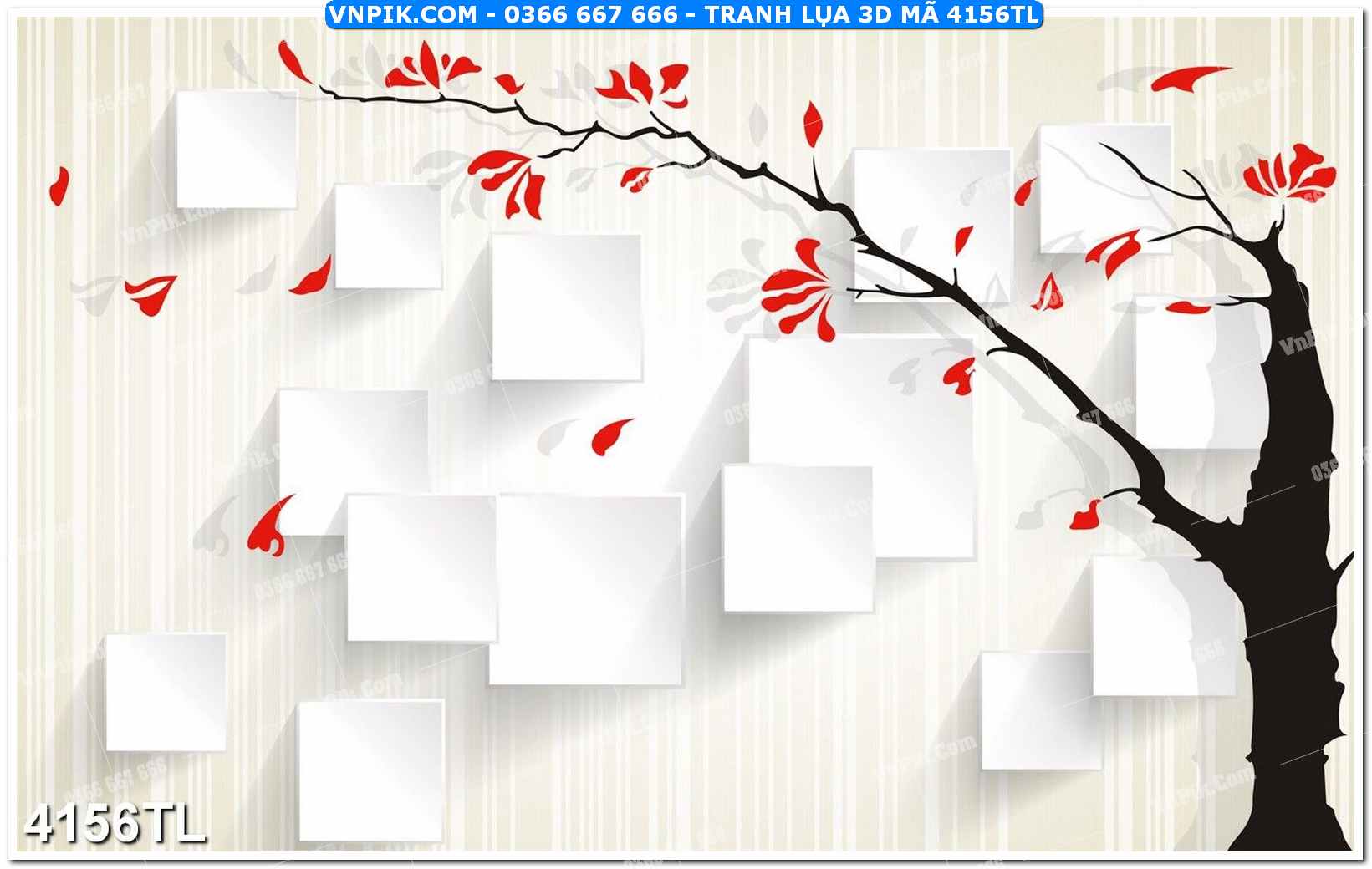 Tranh lụa 3D – Tranh trang trí dán tường 4156TL