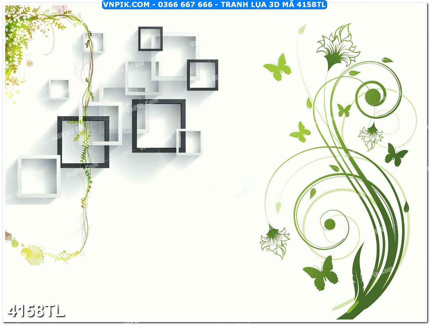 Tranh lụa 3D – Tranh trang trí dán tường 4158TL