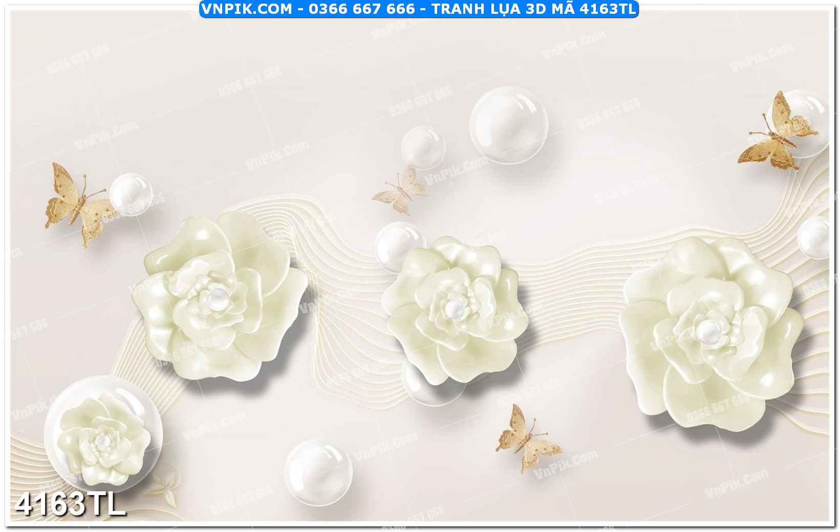 Tranh lụa 3D – Tranh trang trí dán tường 4163TL