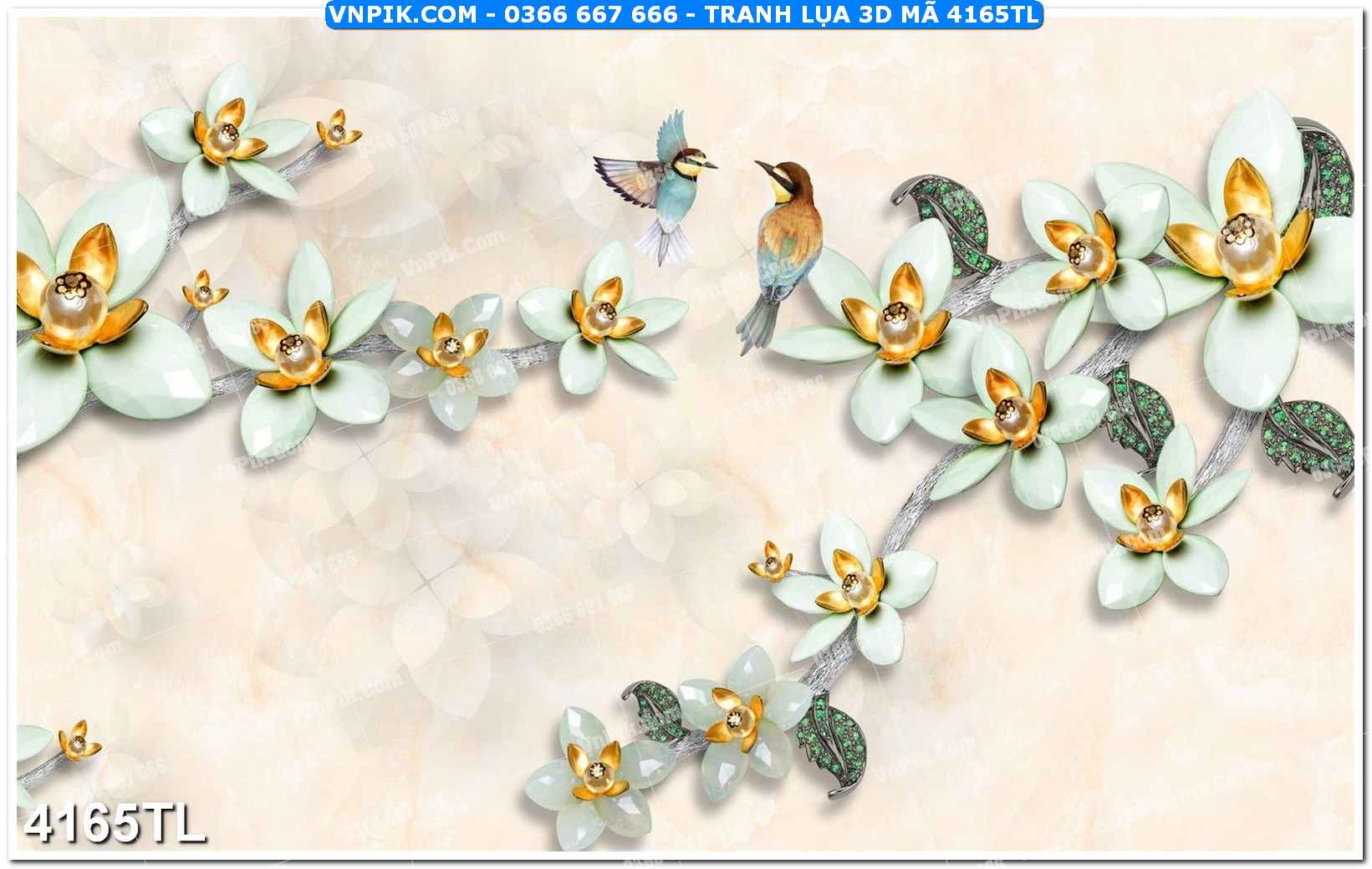 Tranh lụa 3D – Tranh trang trí dán tường 4165TL