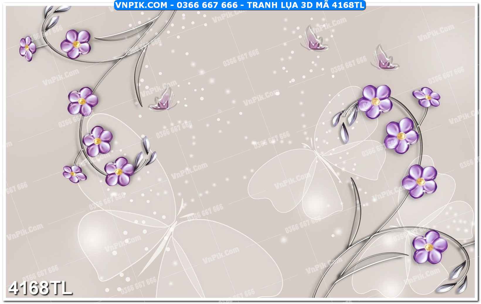 Tranh lụa 3D – Tranh trang trí dán tường 4168TL