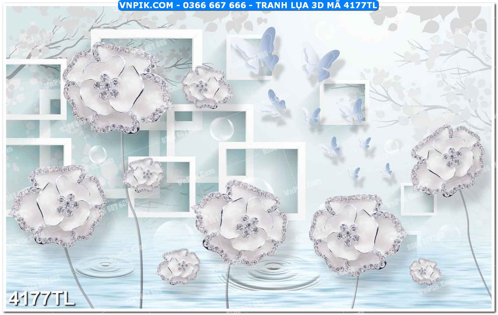 Tranh lụa 3D – Tranh trang trí dán tường 4177TL