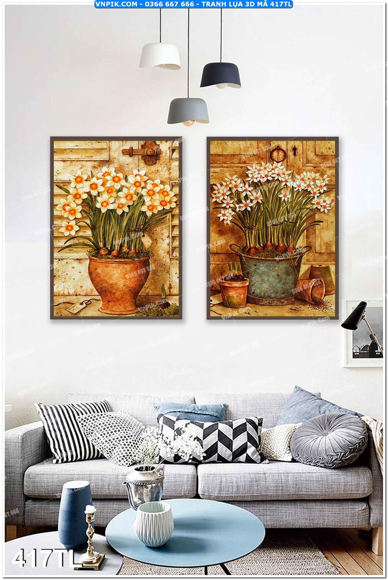 Tranh lụa 3D – Tranh trang trí dán tường 417TL