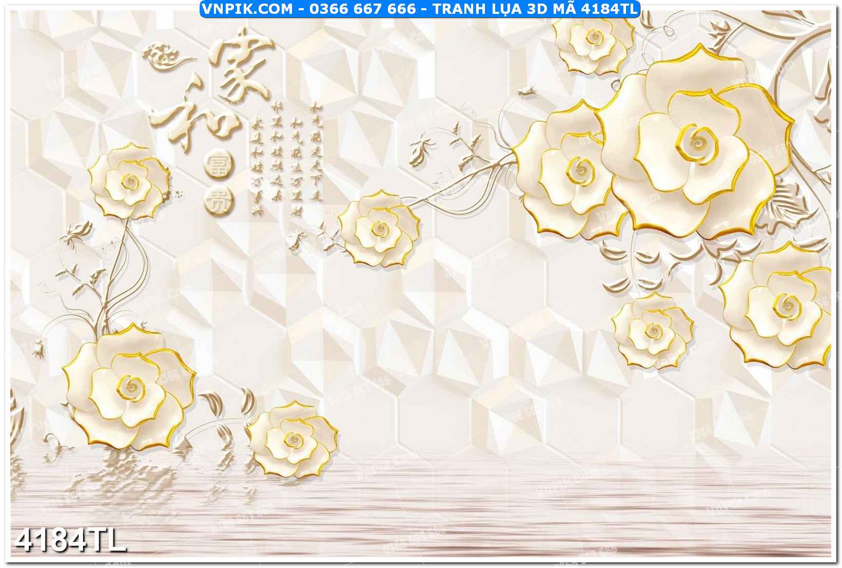 Tranh lụa 3D – Tranh trang trí dán tường 4184TL