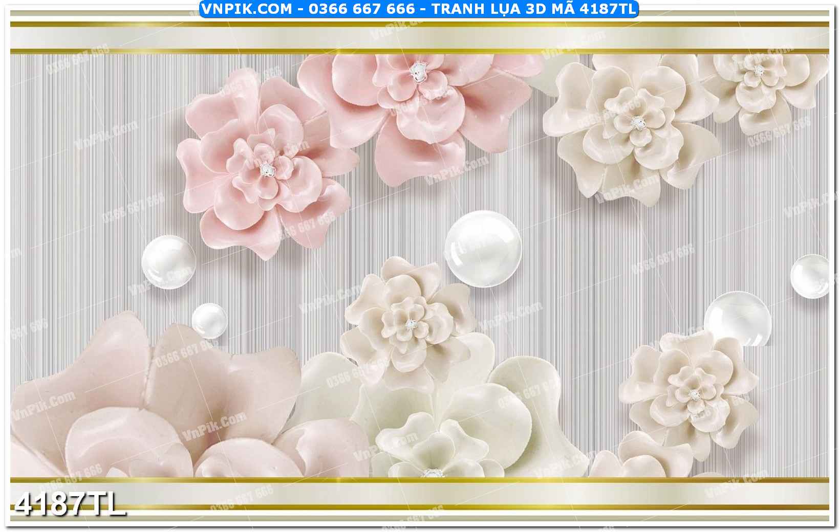 Tranh lụa 3D – Tranh trang trí dán tường 4187TL