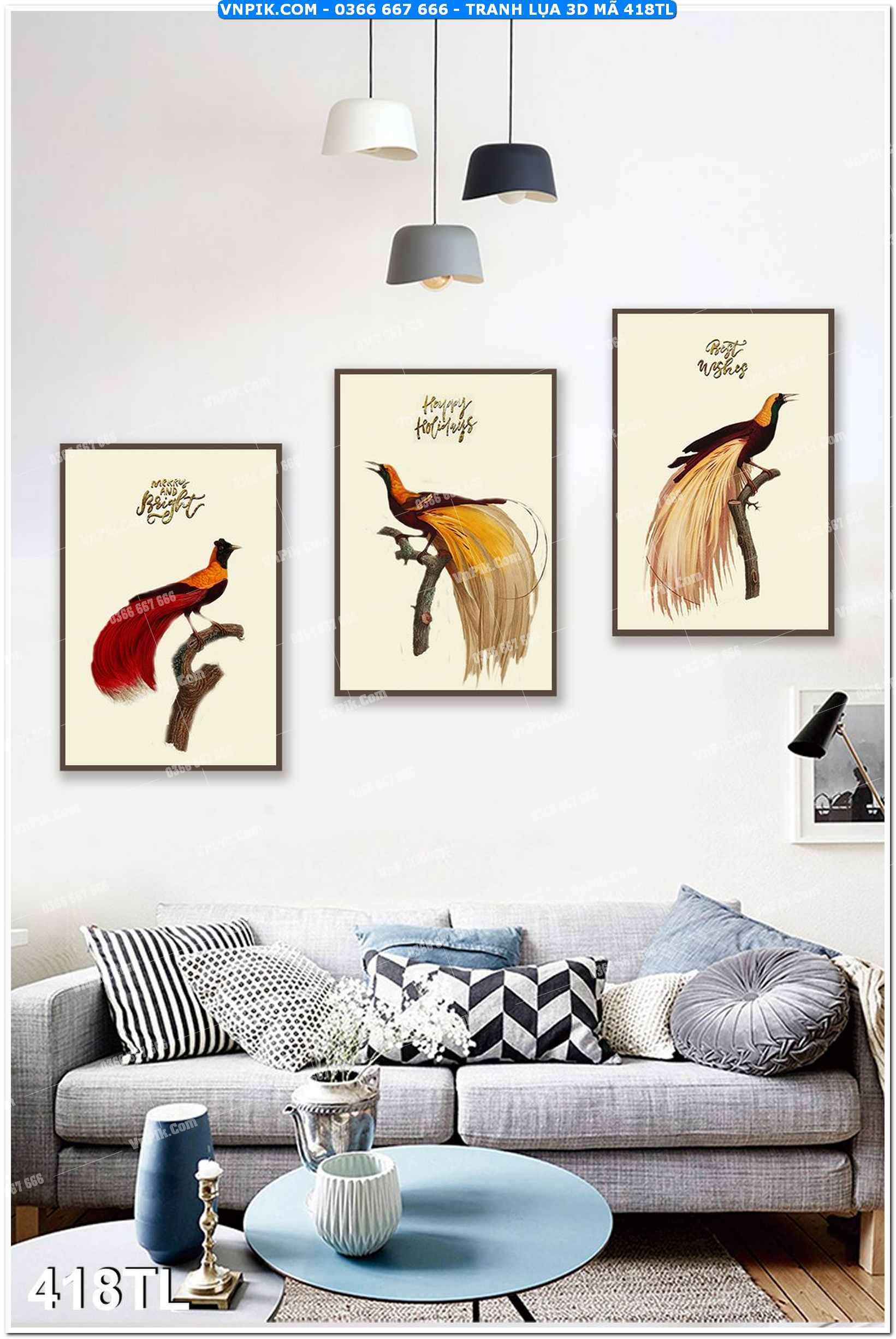 Tranh lụa 3D – Tranh trang trí dán tường 418TL
