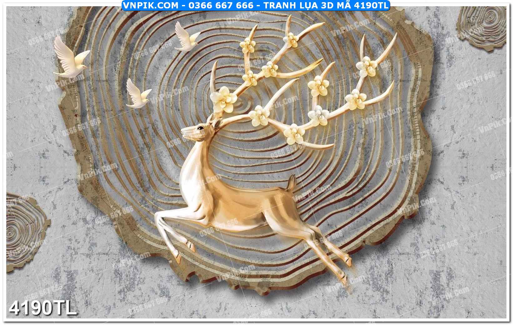 Tranh lụa 3D – Tranh trang trí dán tường 4190TL