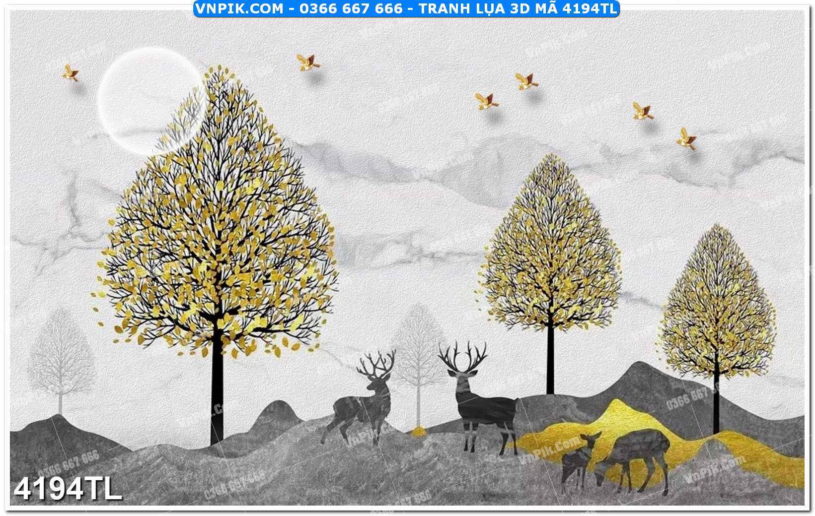 Tranh lụa 3D – Tranh trang trí dán tường 4194TL