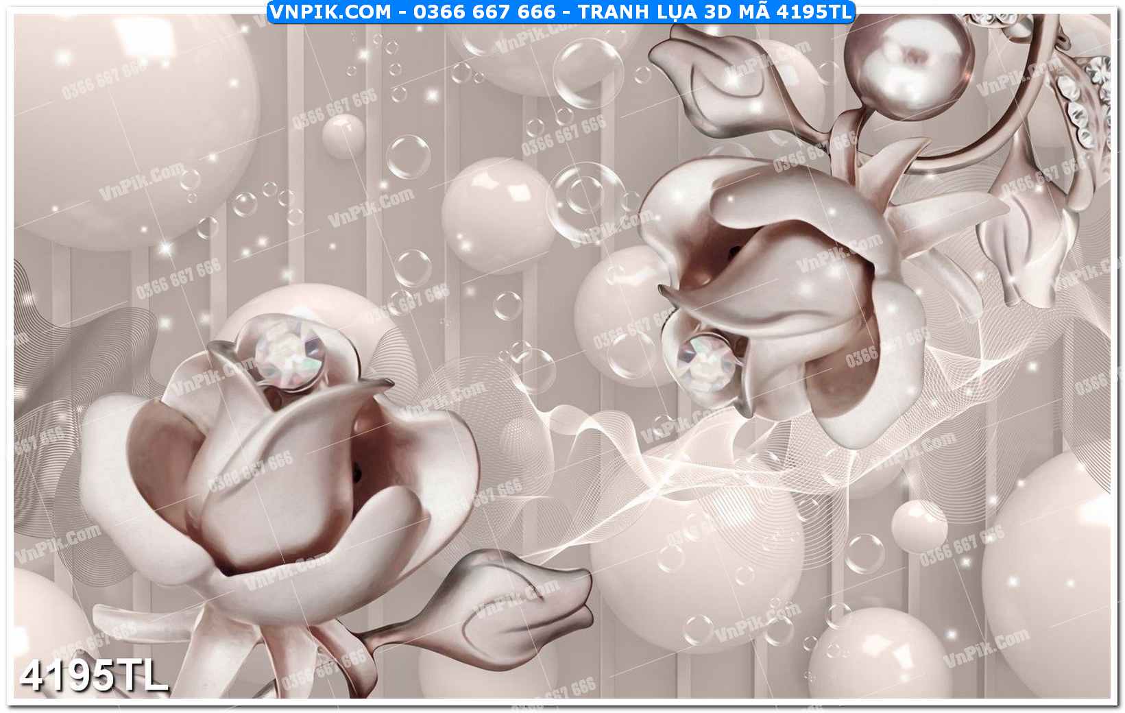 Tranh lụa 3D – Tranh trang trí dán tường 4195TL