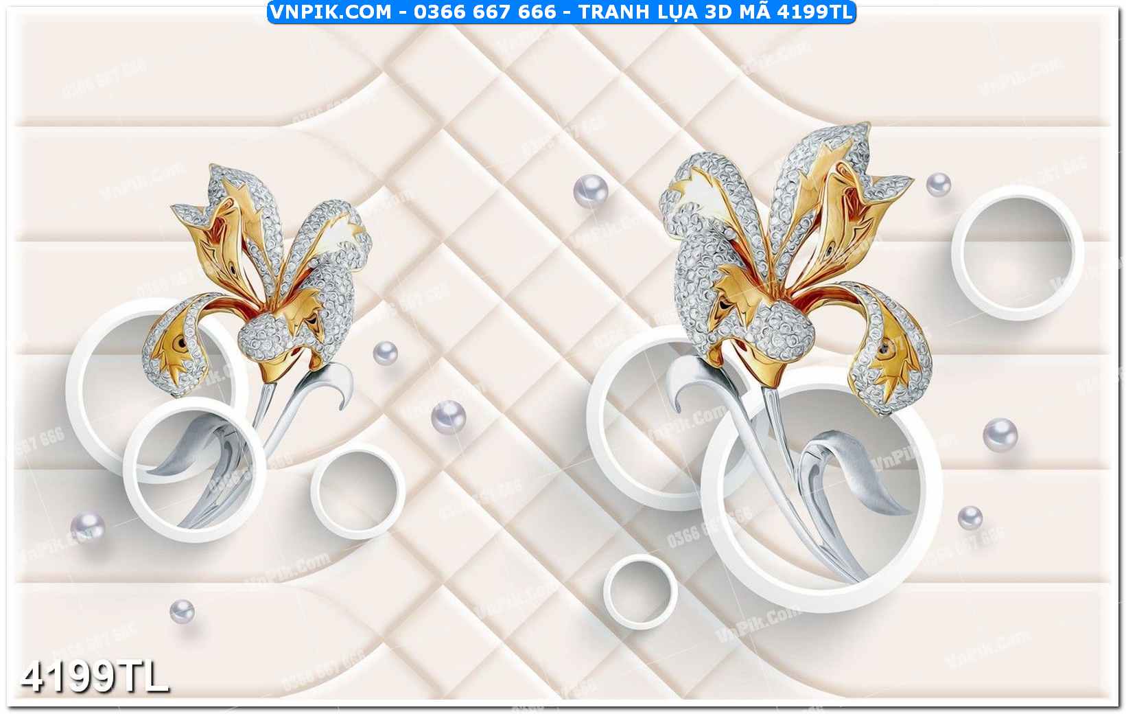 Tranh lụa 3D – Tranh trang trí dán tường 4199TL