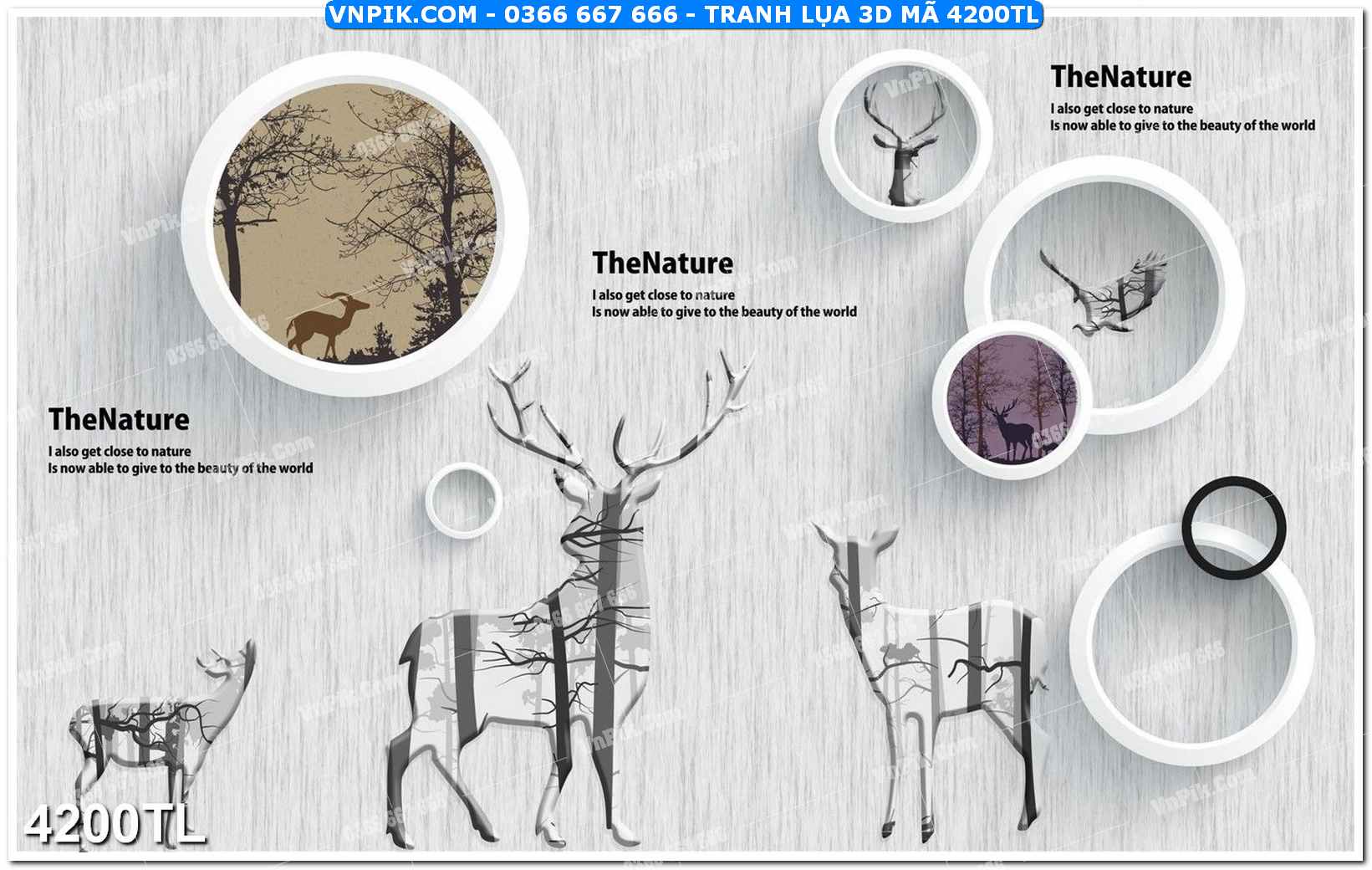 Tranh lụa 3D – Tranh trang trí dán tường 4200TL