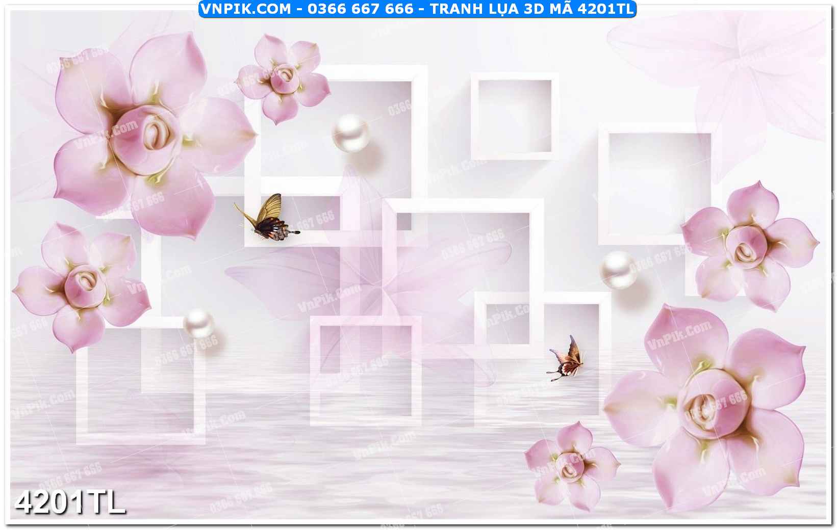 Tranh lụa 3D – Tranh trang trí dán tường 4201TL