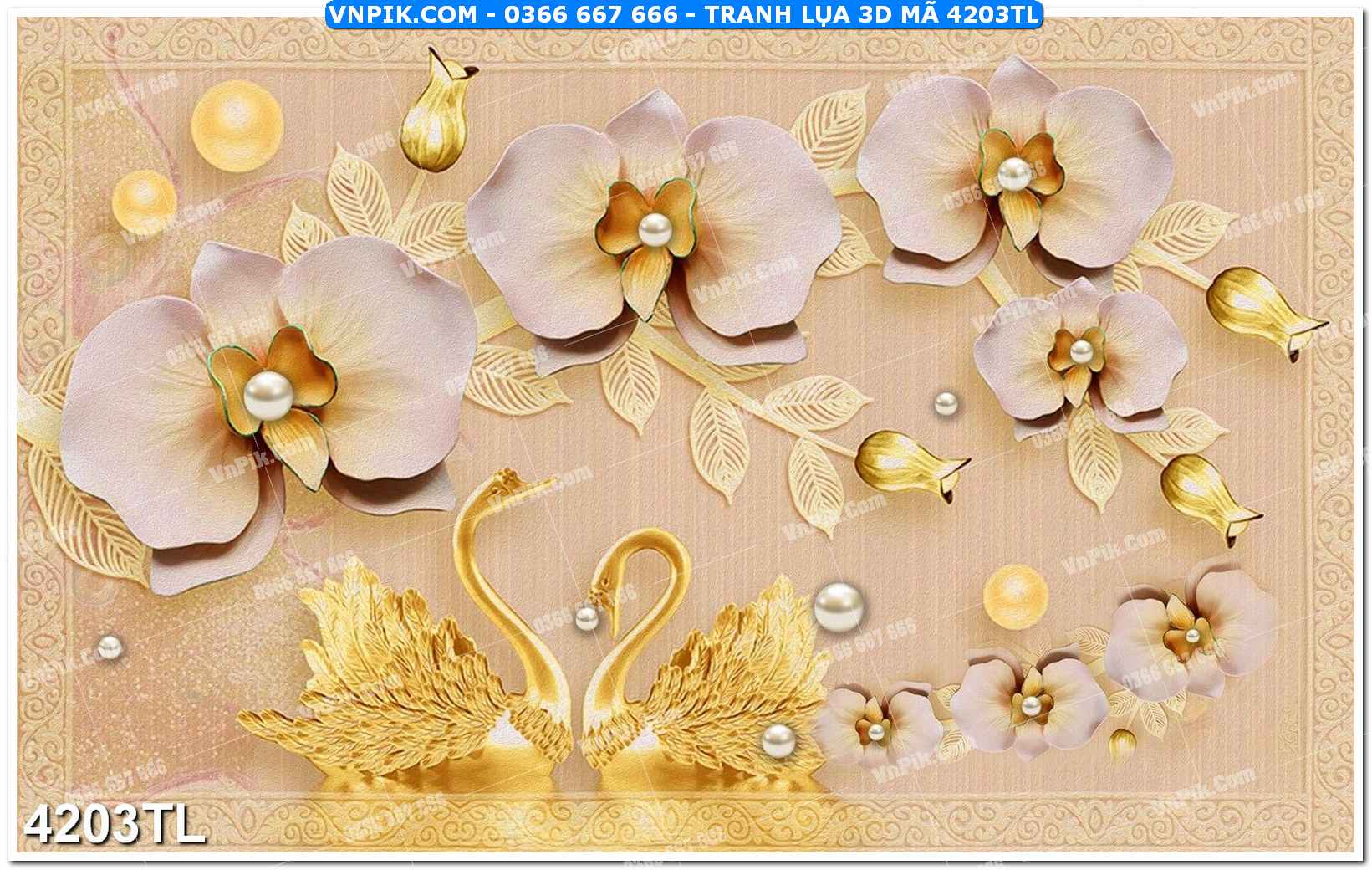 Tranh lụa 3D – Tranh trang trí dán tường 4203TL