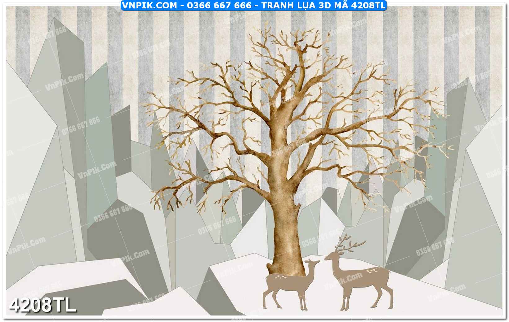 Tranh lụa 3D – Tranh trang trí dán tường 4208TL