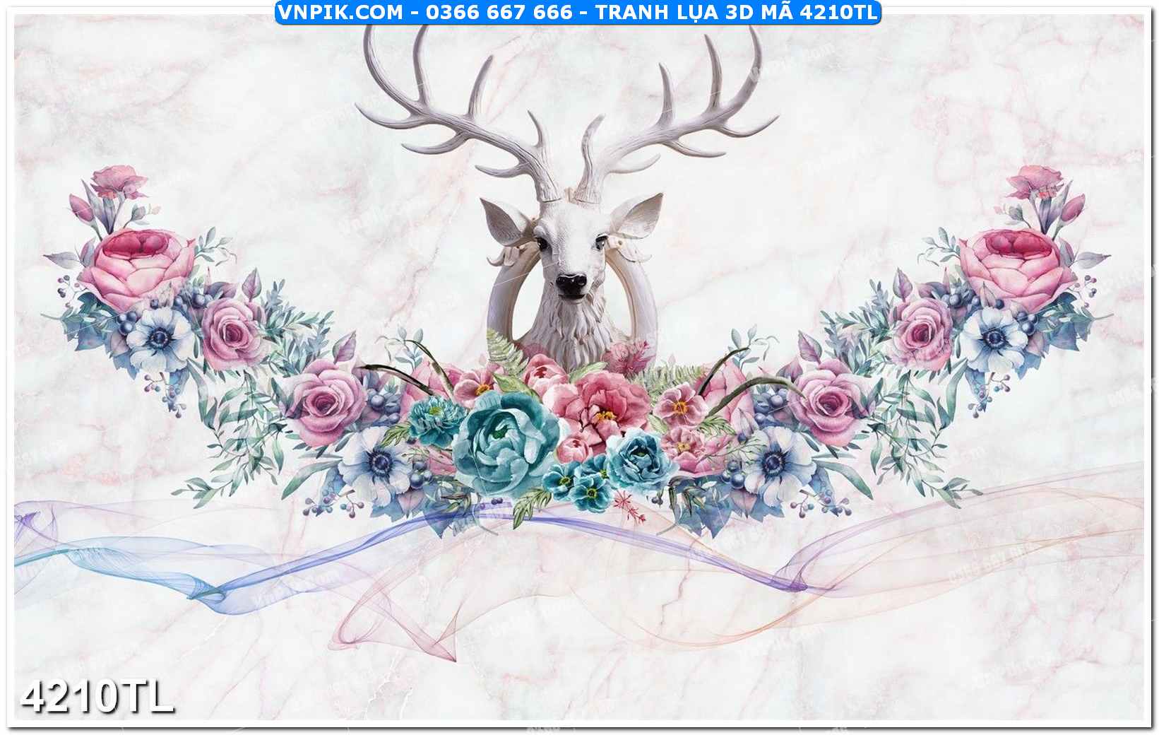 Tranh lụa 3D – Tranh trang trí dán tường 4210TL