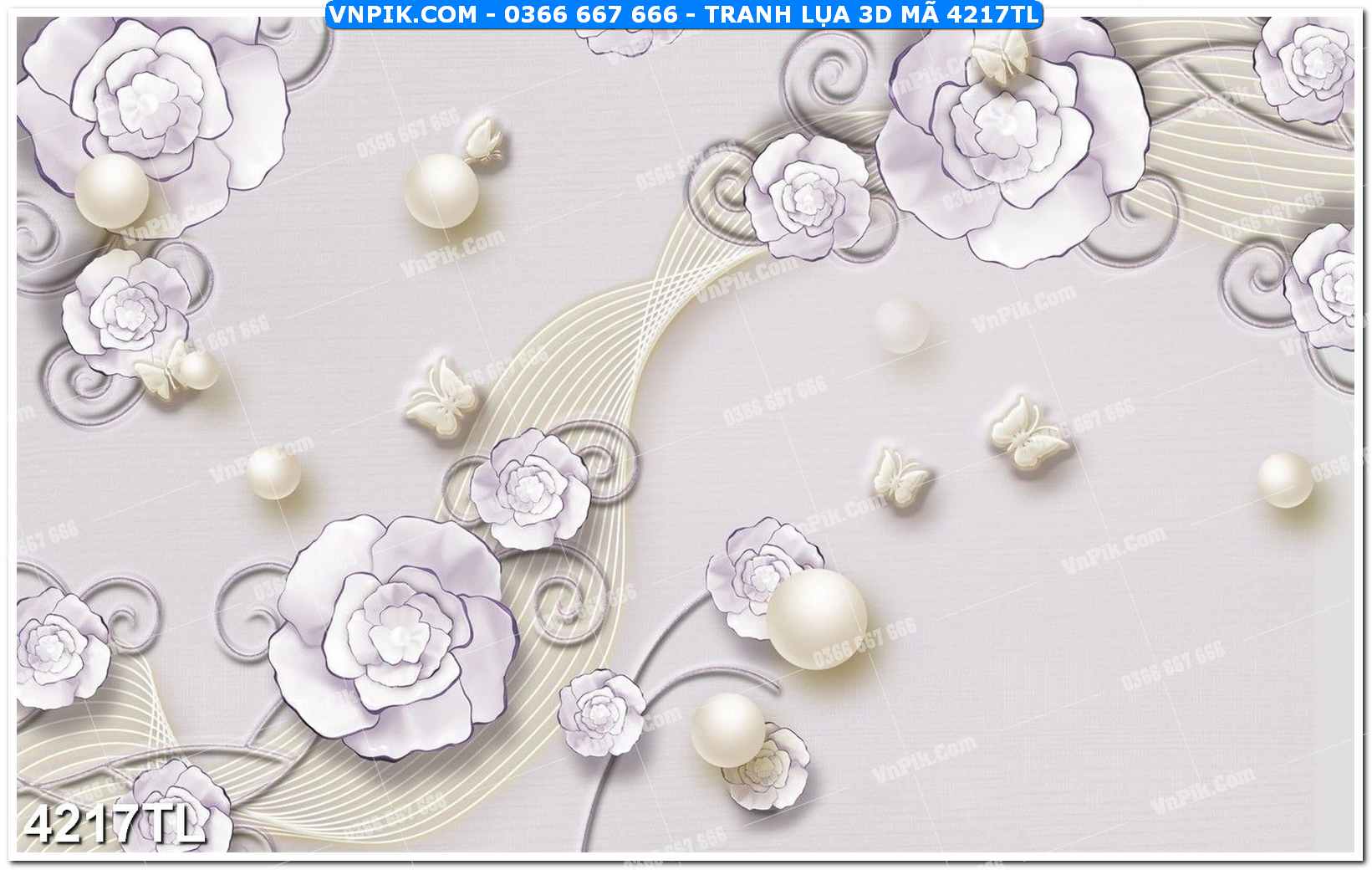 Tranh lụa 3D – Tranh trang trí dán tường 4217TL