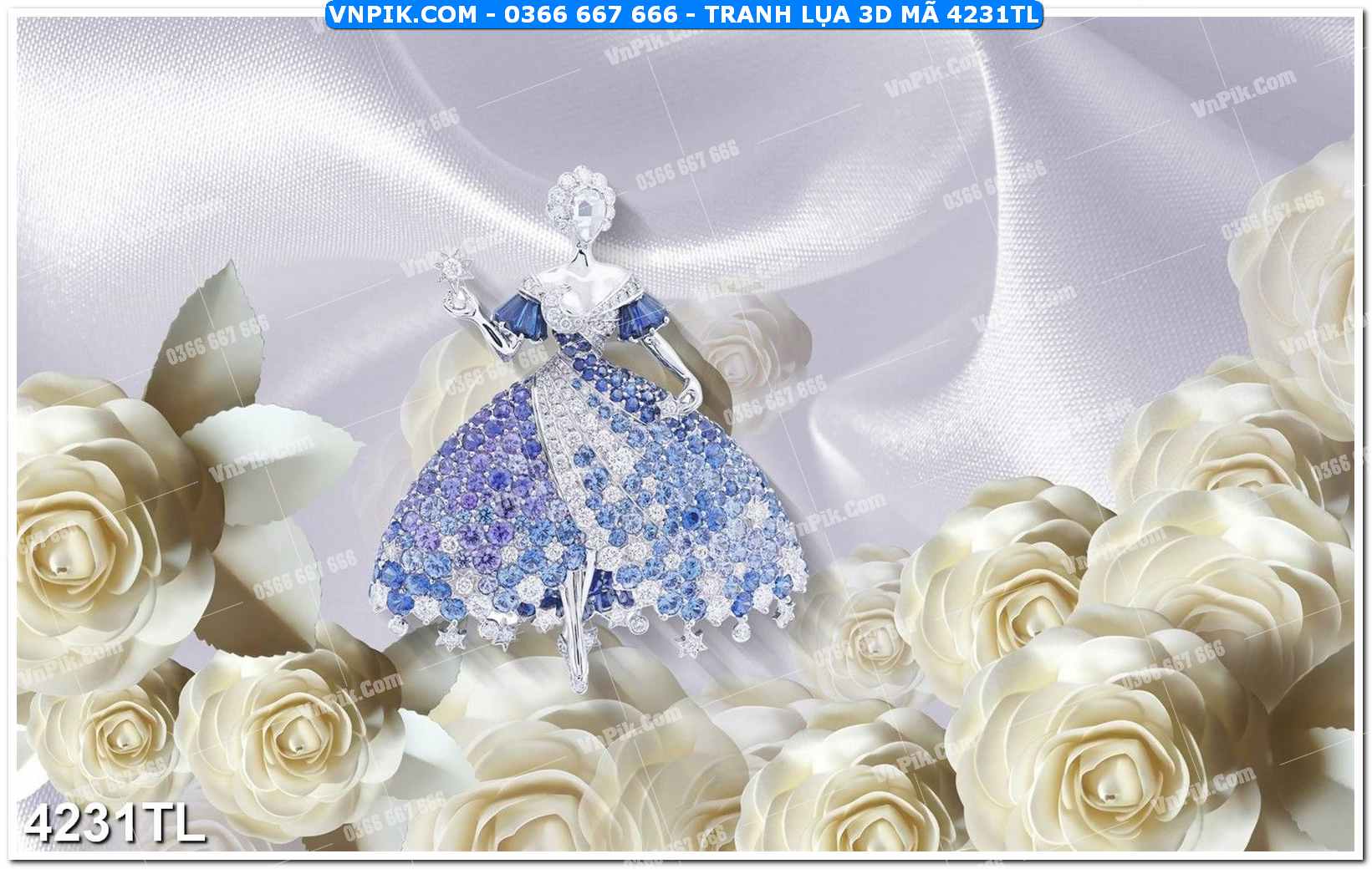 Tranh lụa 3D – Tranh trang trí dán tường 4231TL