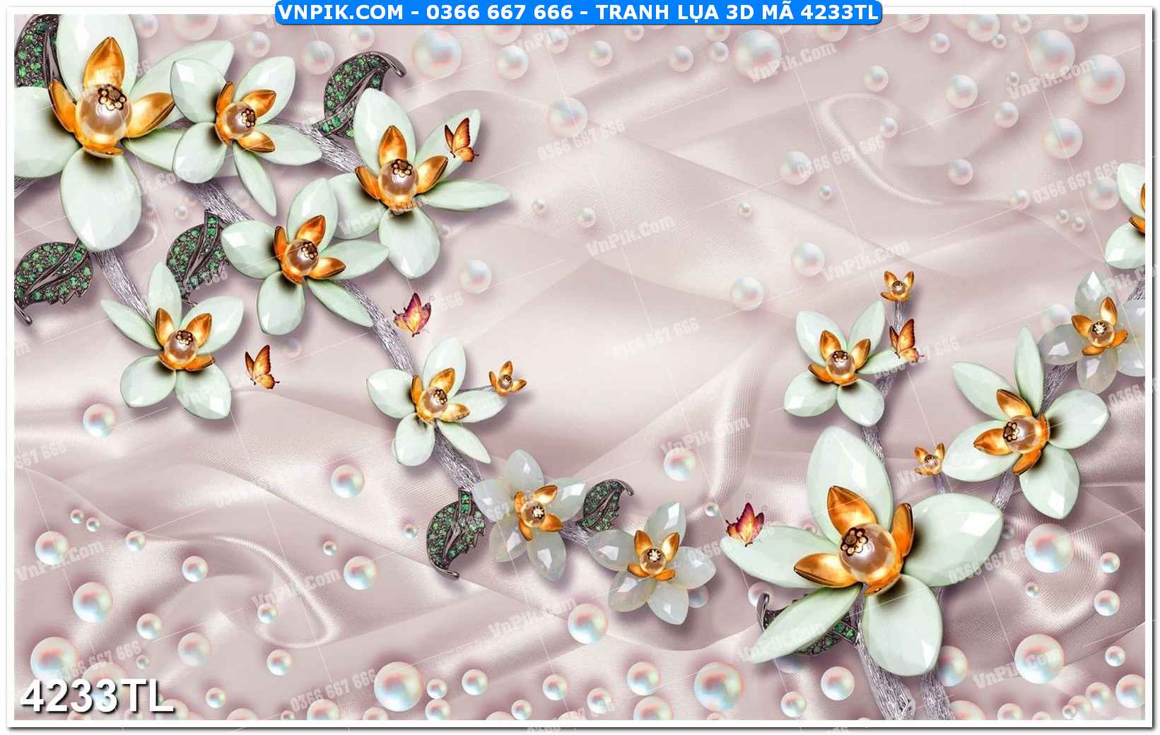 Tranh lụa 3D – Tranh trang trí dán tường 4233TL