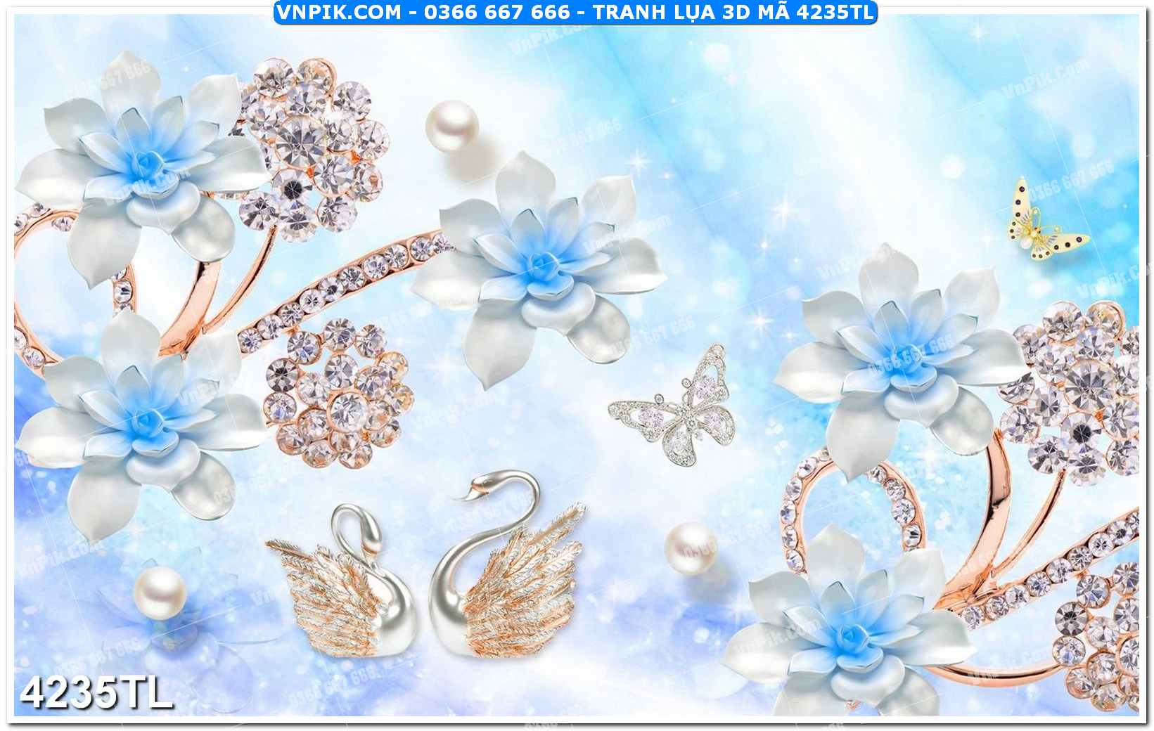 Tranh lụa 3D – Tranh trang trí dán tường 4235TL