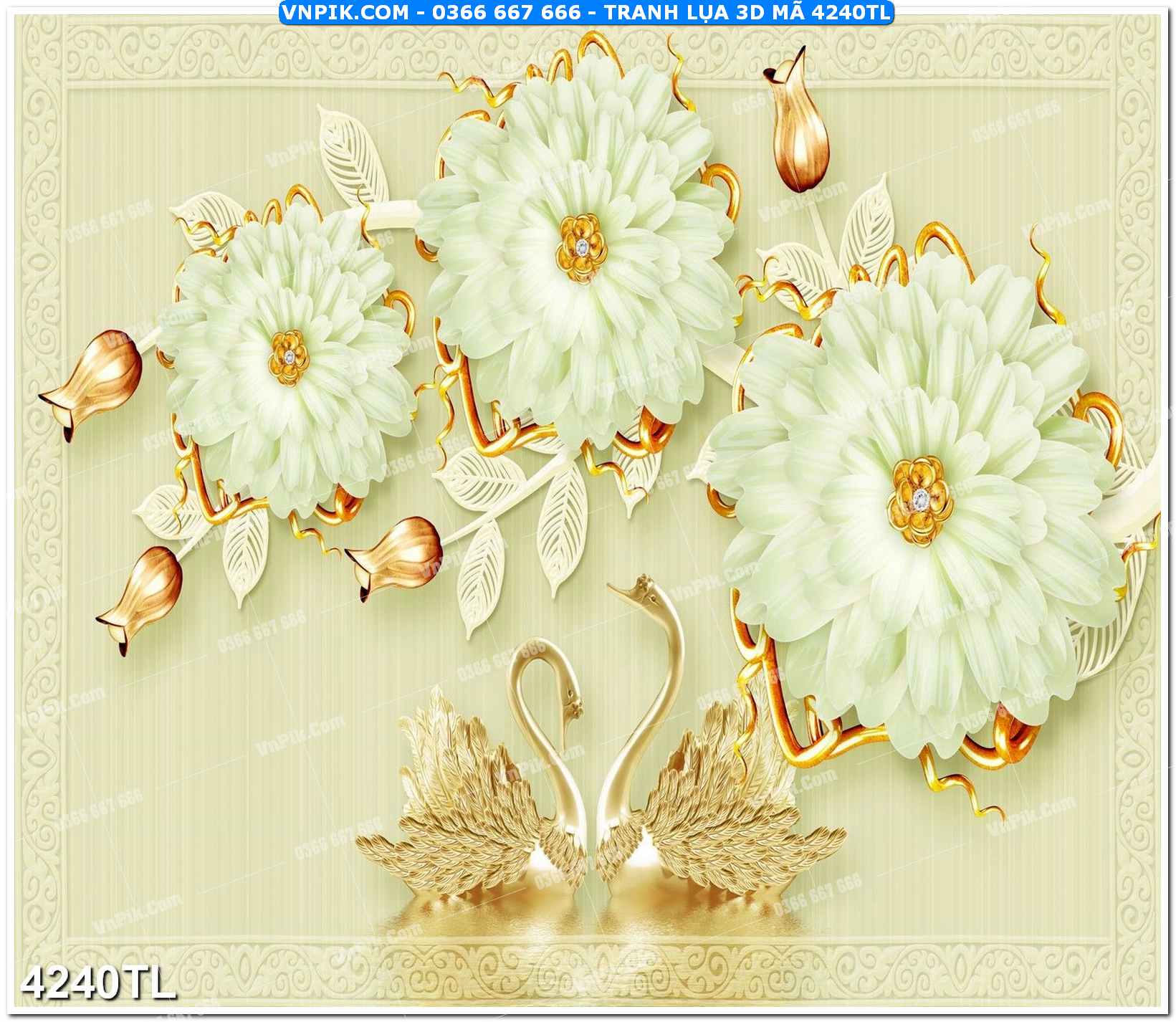 Tranh lụa 3D – Tranh trang trí dán tường 4240TL