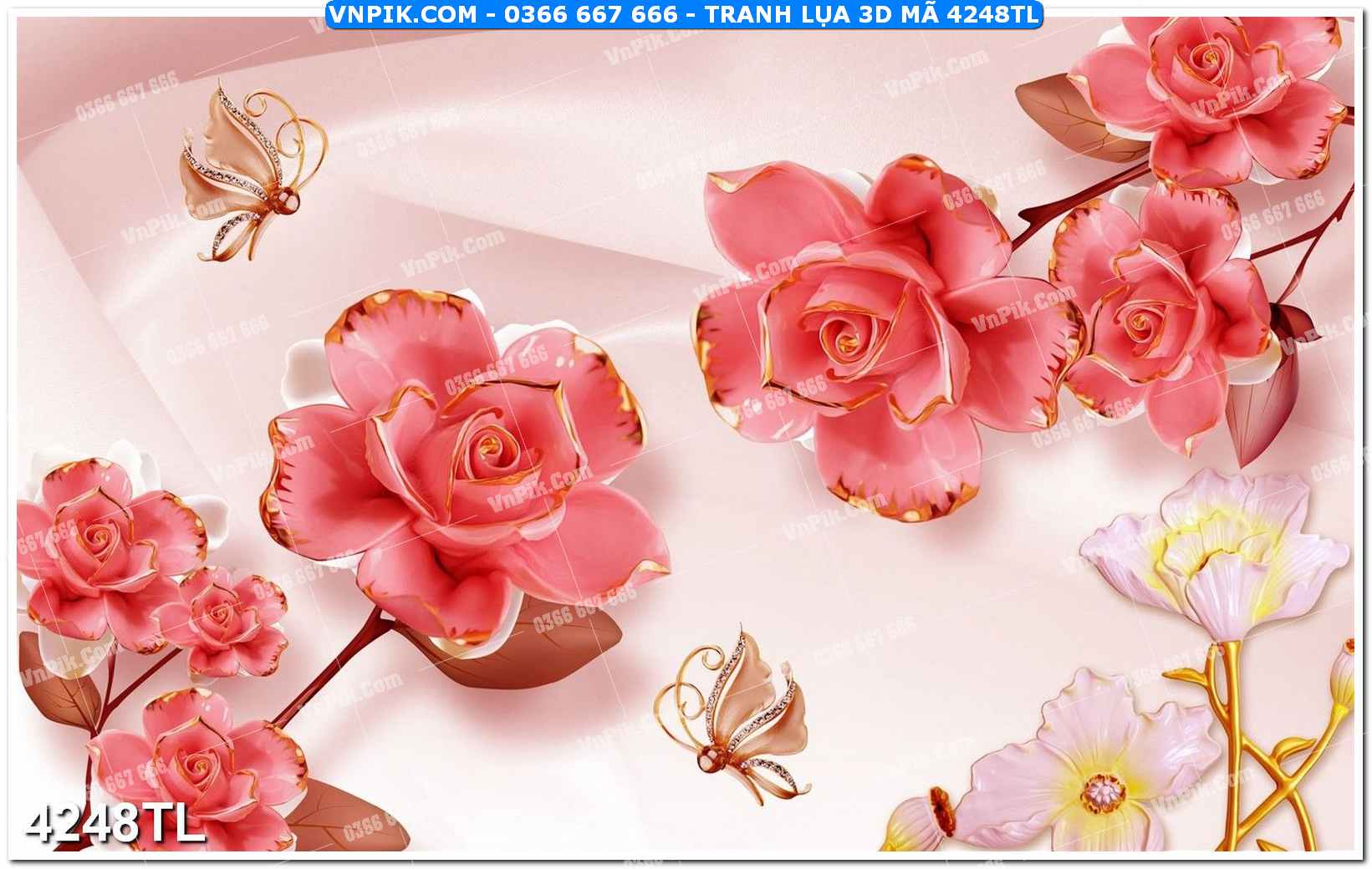 Tranh lụa 3D – Tranh trang trí dán tường 4248TL