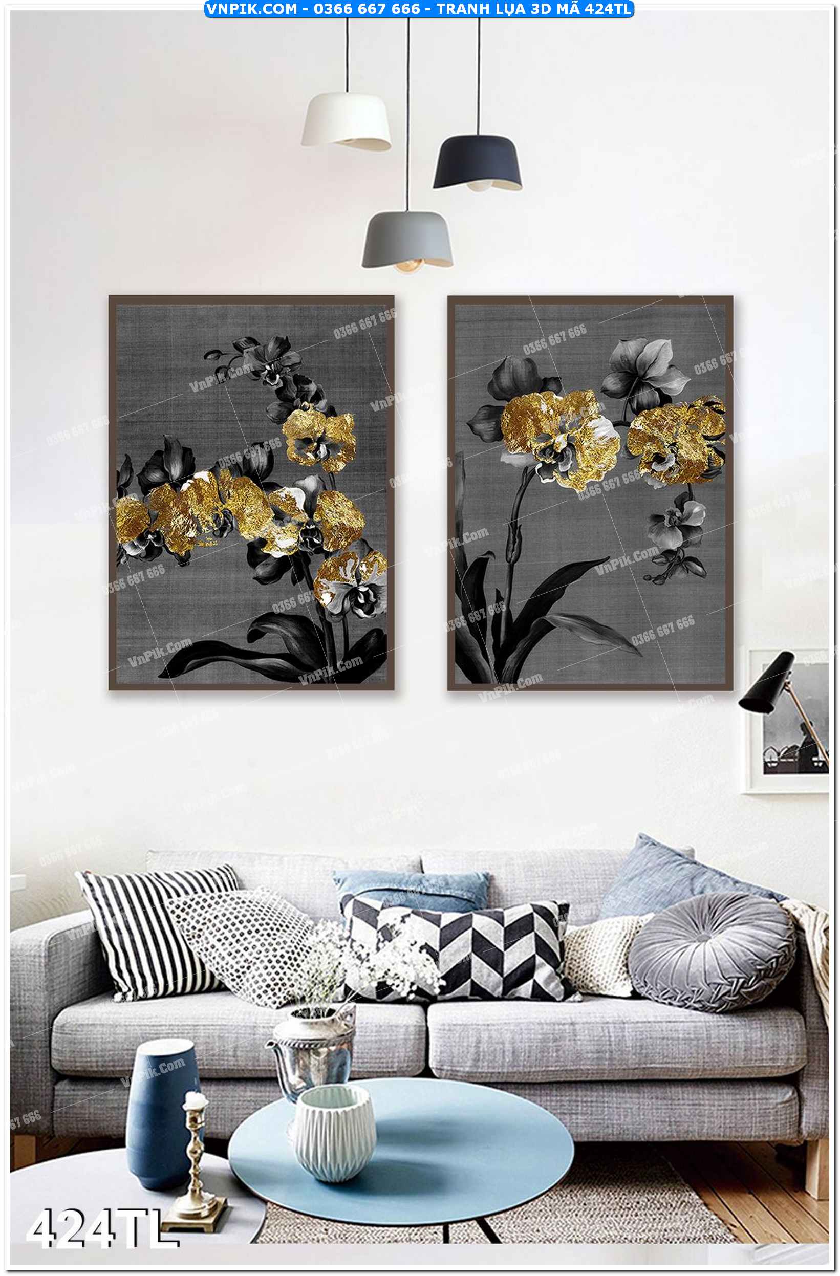 Tranh lụa 3D – Tranh trang trí dán tường 424TL