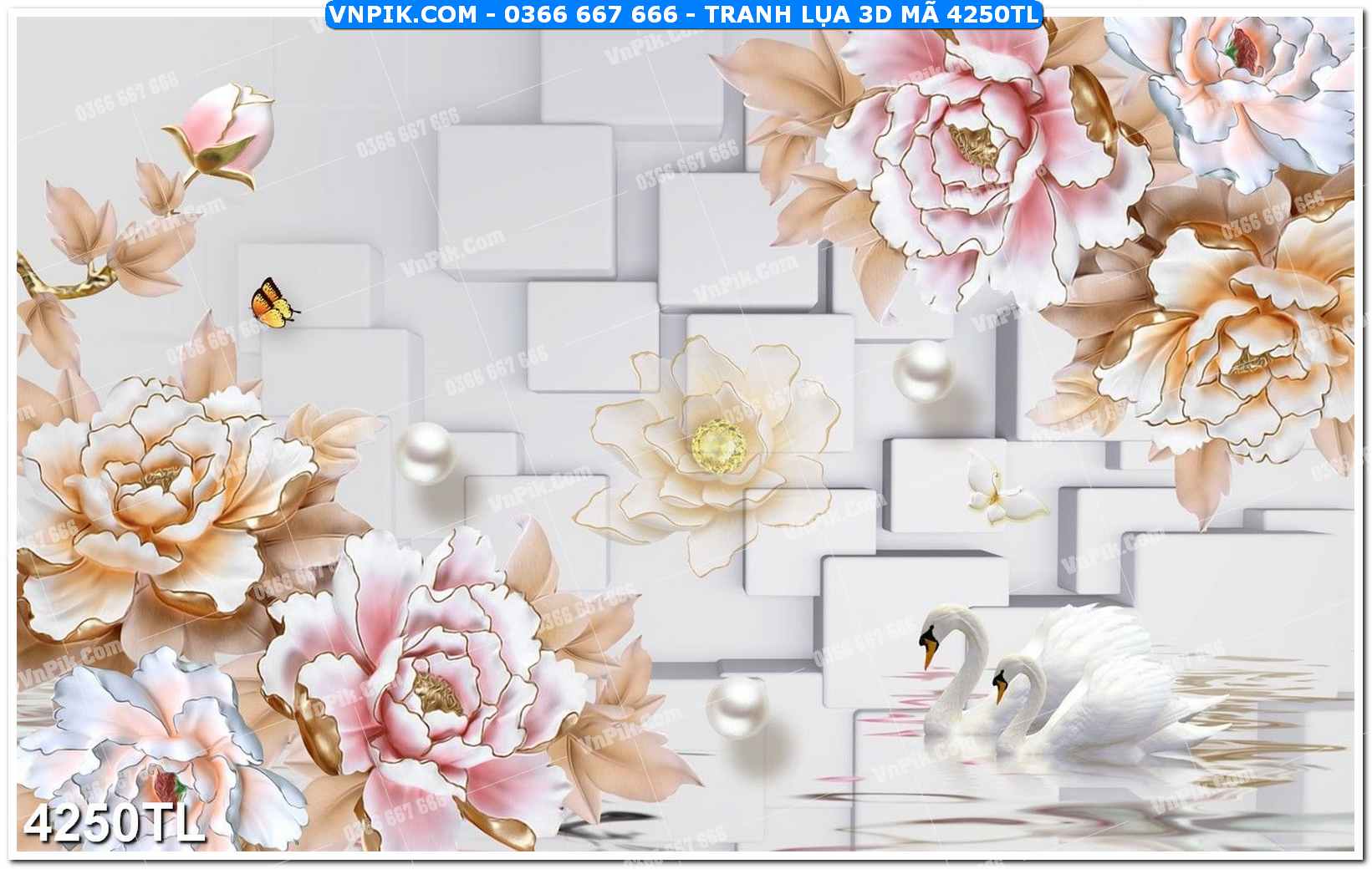 Tranh lụa 3D – Tranh trang trí dán tường 4250TL