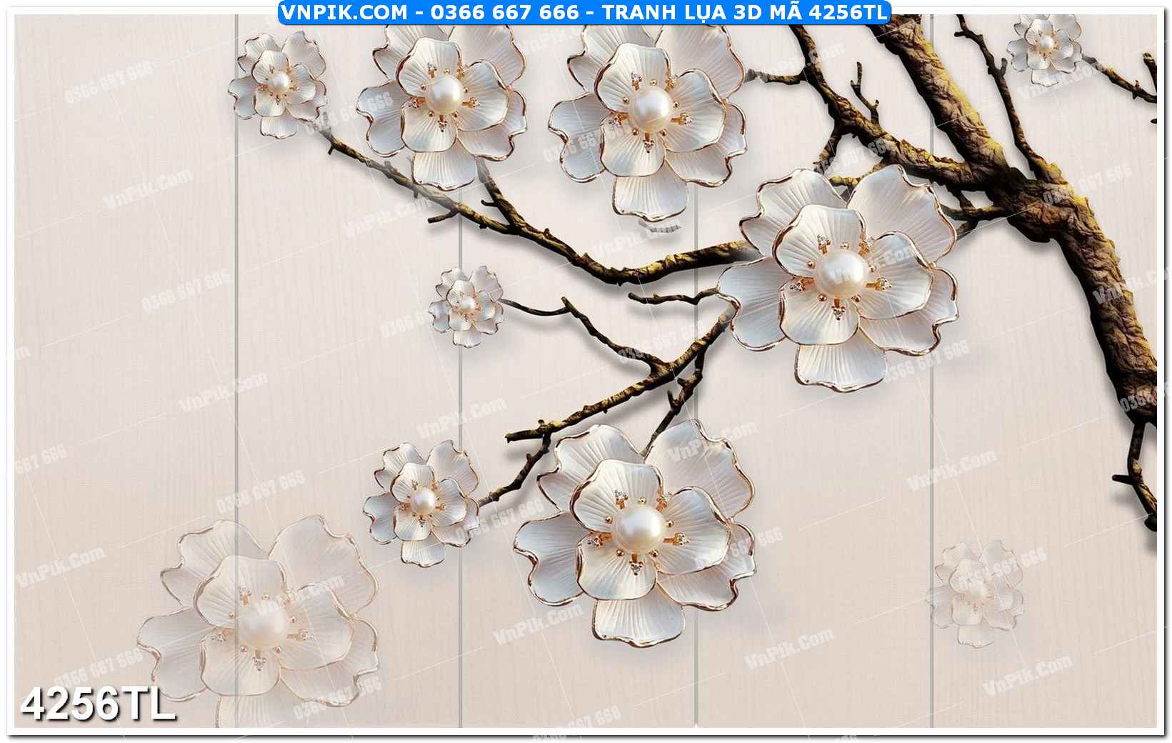 Tranh lụa 3D – Tranh trang trí dán tường 4256TL