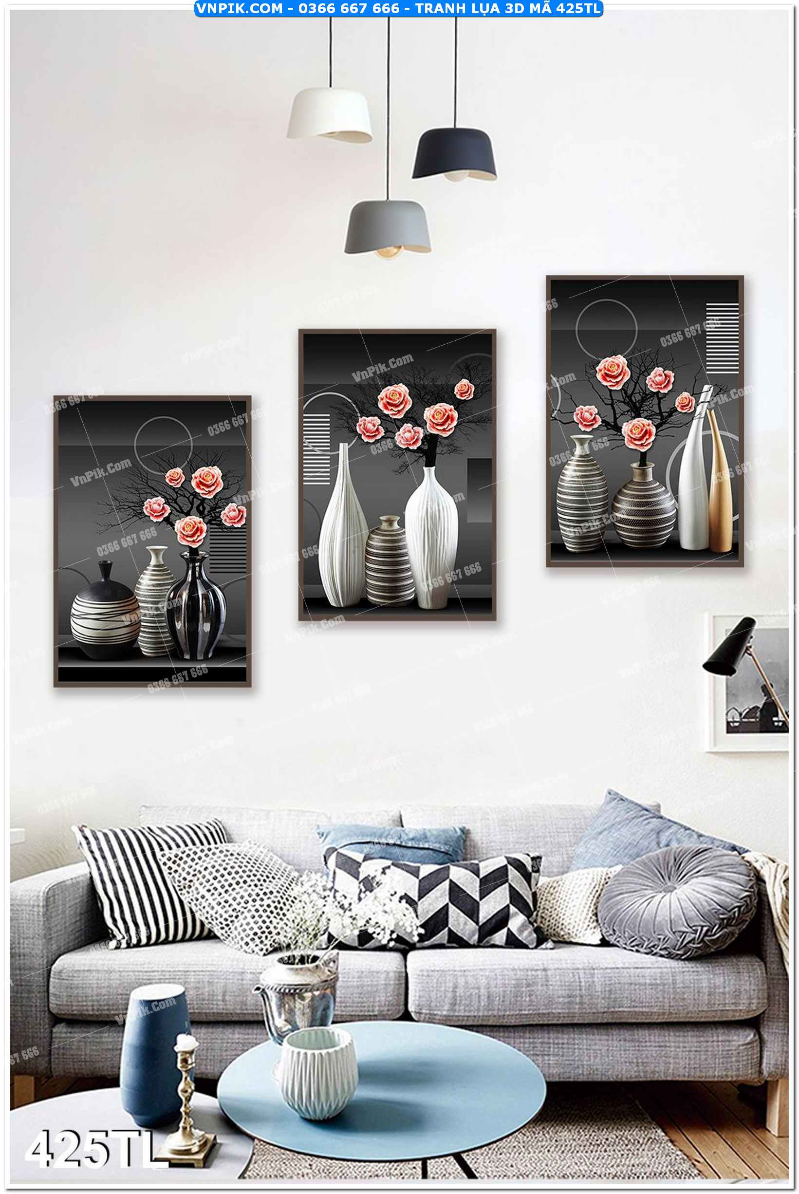 Tranh lụa 3D – Tranh trang trí dán tường 425TL