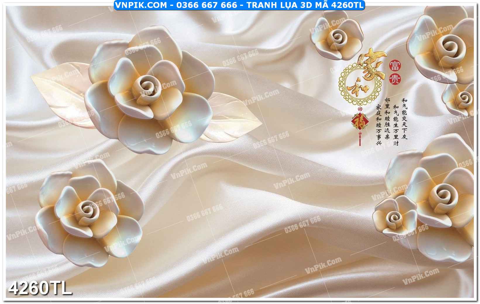 Tranh lụa 3D – Tranh trang trí dán tường 4260TL