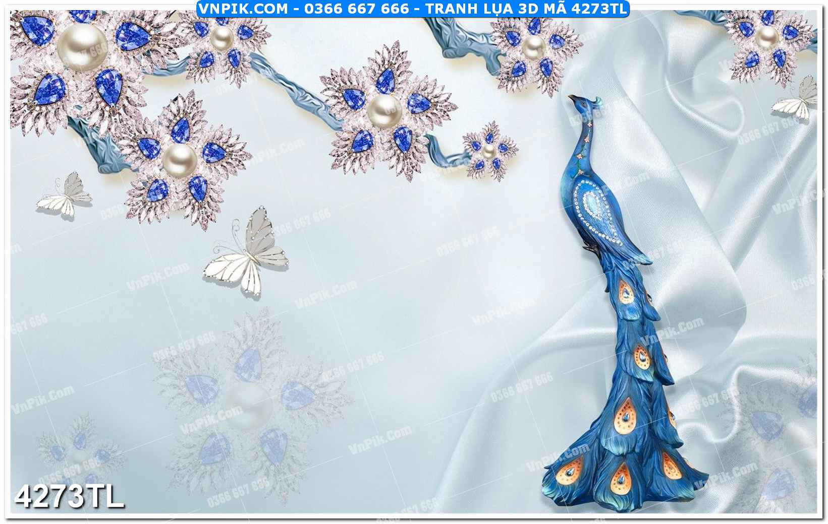 Tranh lụa 3D – Tranh trang trí dán tường 4273TL